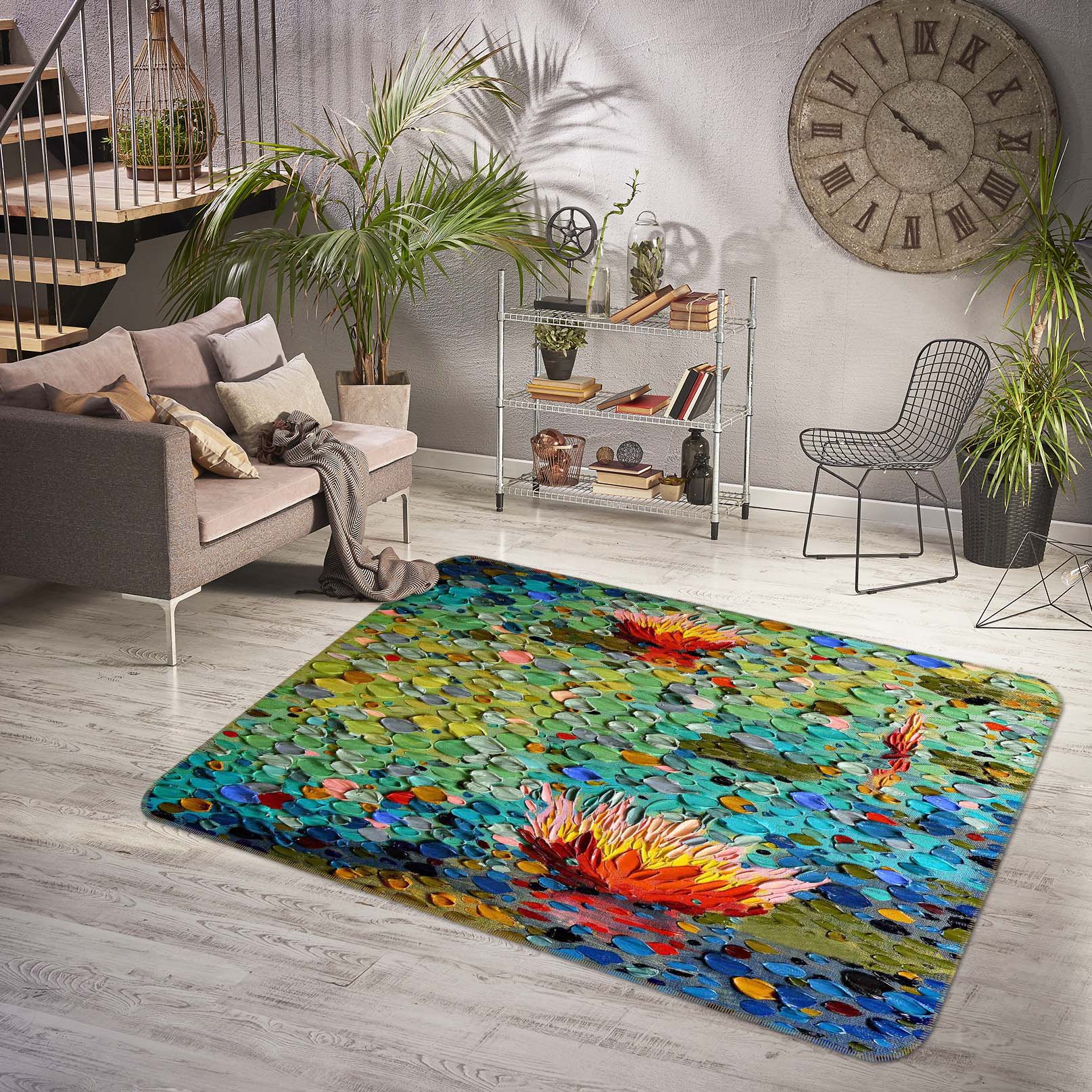 3D Lotus Light 1017 Dena Tollefson Rug Non Slip Rug Mat