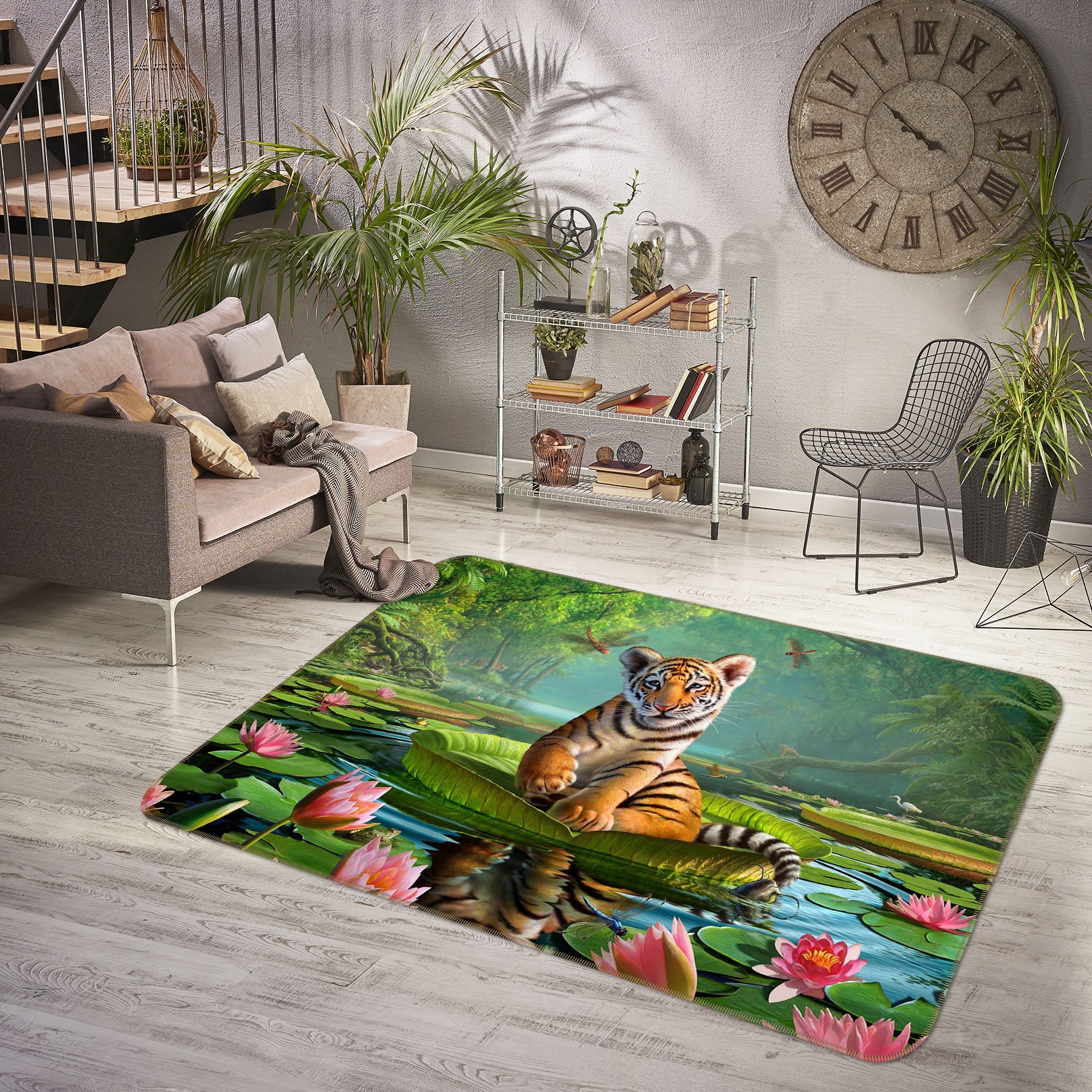 3D Tiger Lily 1002 Jerry LoFaro Rug Non Slip Rug Mat