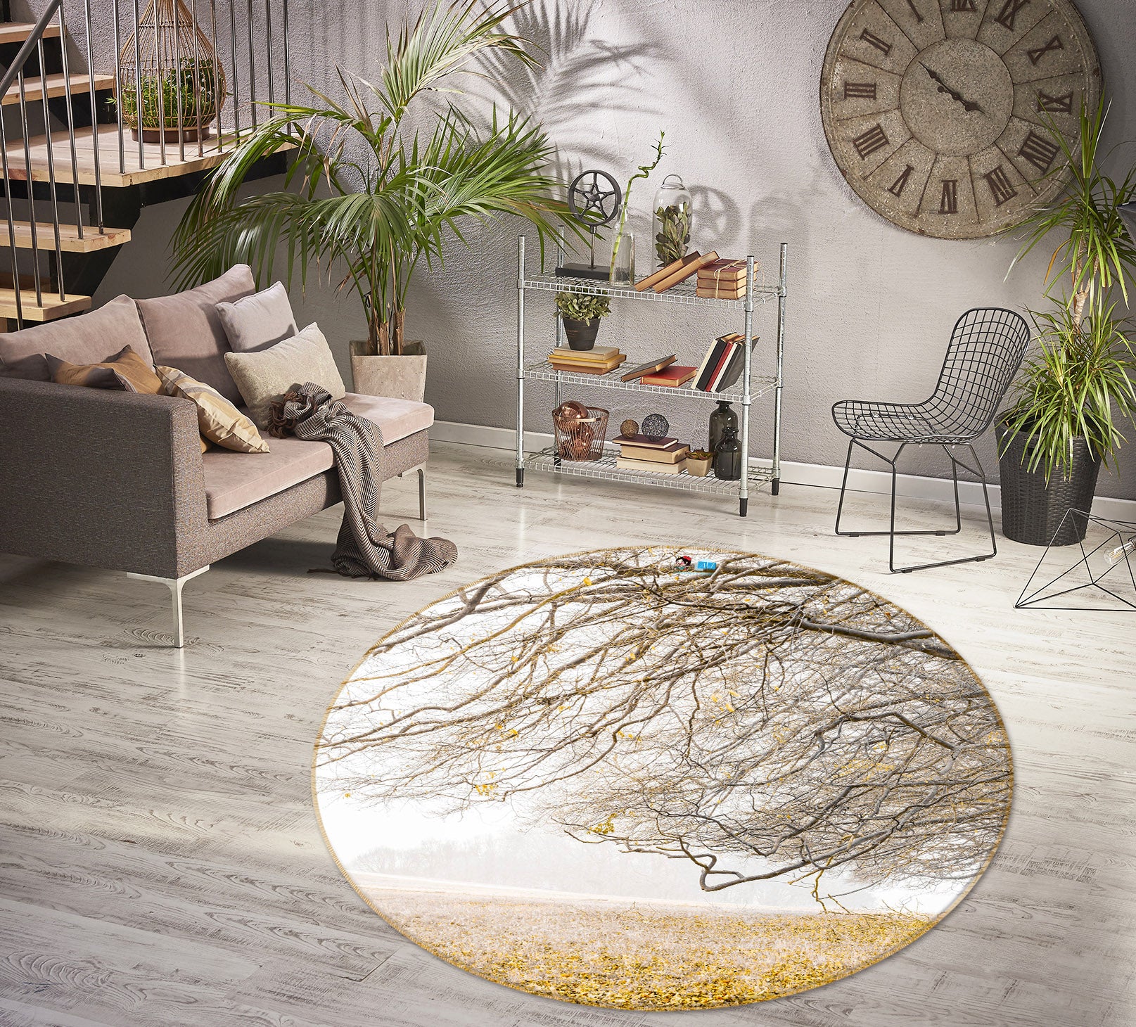 3D Tree Branches 7377 Assaf Frank Rug Round Non Slip Rug Mat