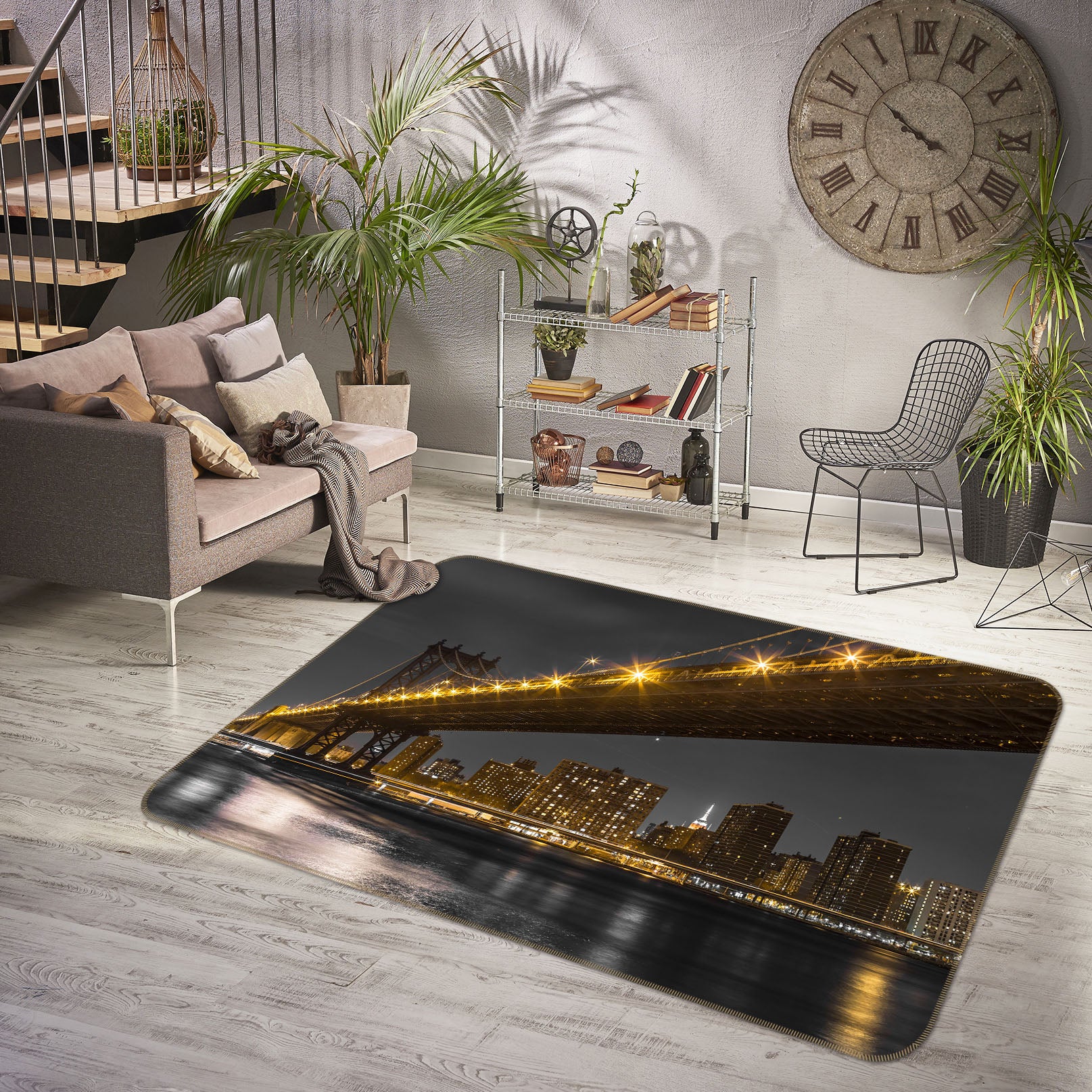 3D New York Bridge 112 Assaf Frank Rug Non Slip Rug Mat