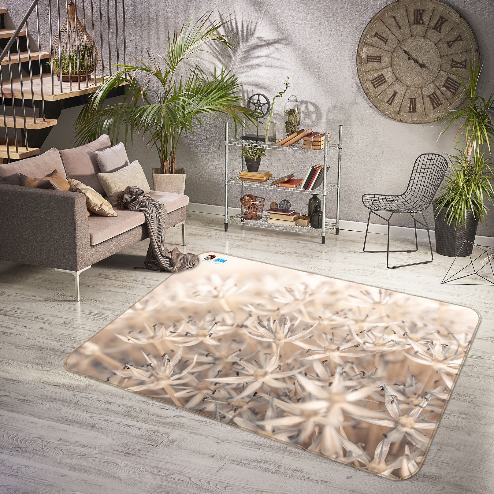 3D Brown Flower 6864 Assaf Frank Rug Non Slip Rug Mat