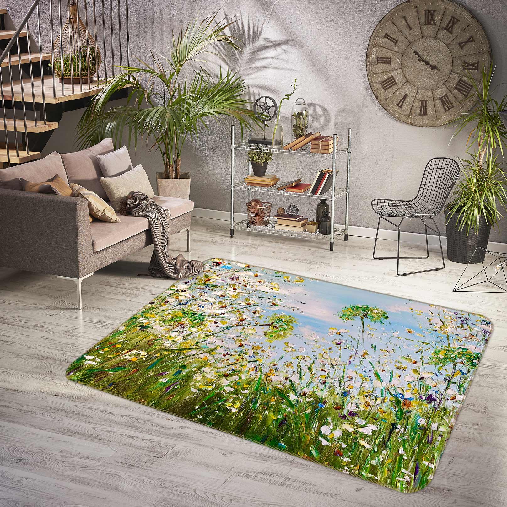 3D Wildflowers Grass 1114 Skromova Marina Rug Non Slip Rug Mat