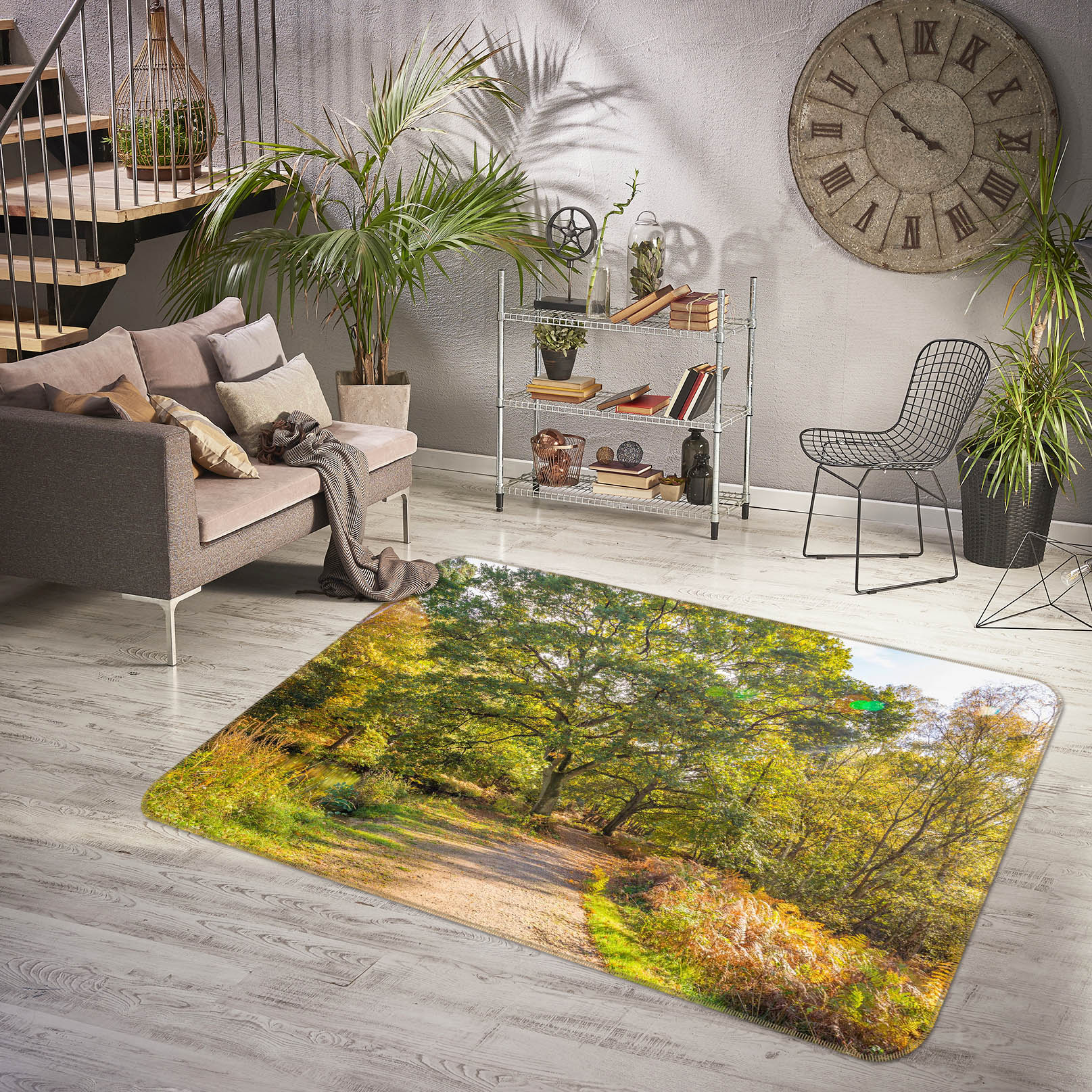 3D Woodland Road 129 Assaf Frank Rug Non Slip Rug Mat