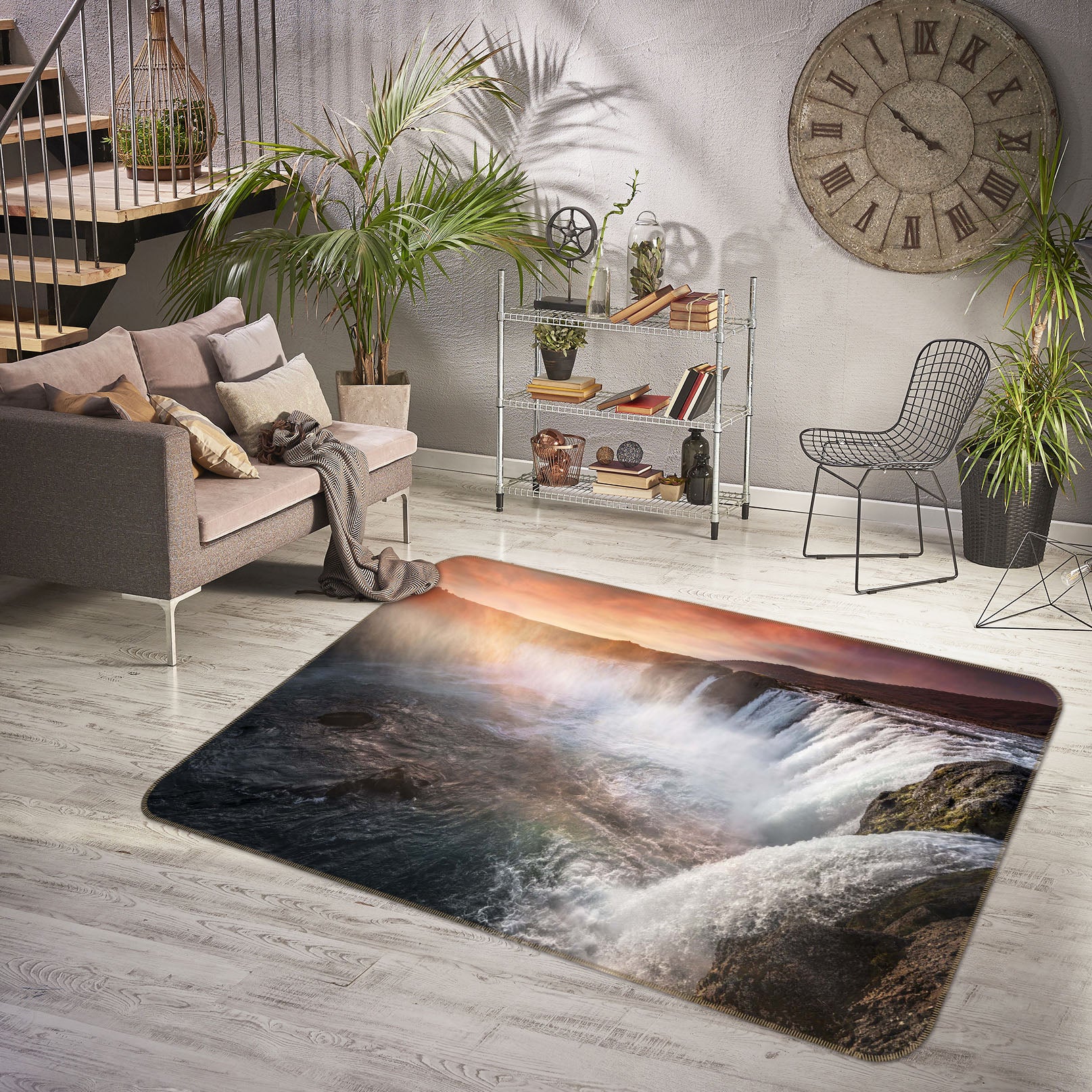 3D Canyon Waterfall 1107 Marco Carmassi Rug Non Slip Rug Mat