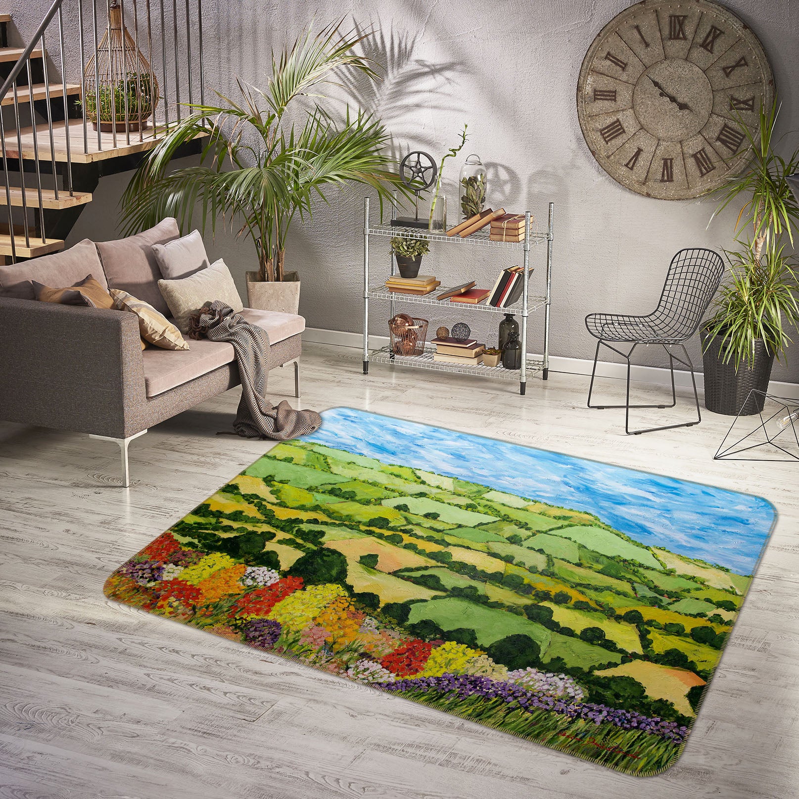 3D Terraces 1109 Allan P. Friedlander Rug Non Slip Rug Mat