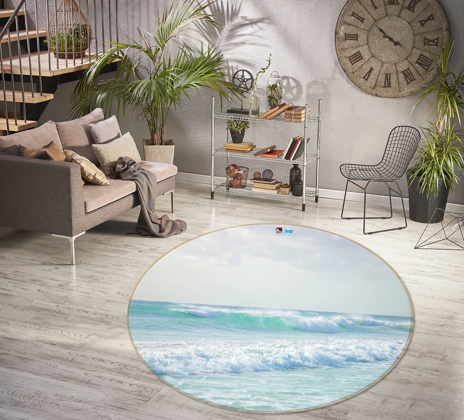 3D Beautiful Ocean 7537 Assaf Frank Rug Round Non Slip Rug Mat