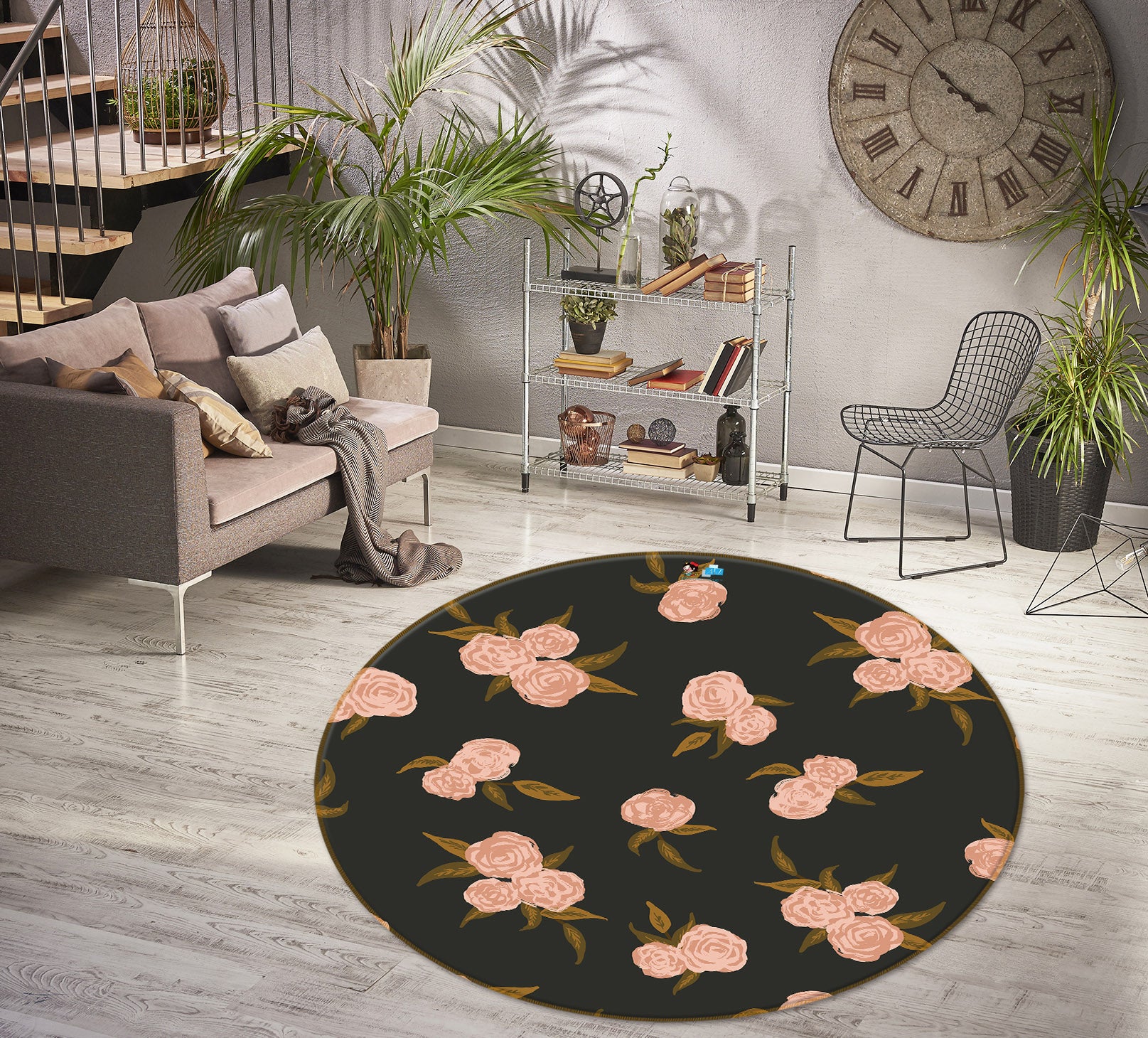 3D Pink Flower Cluster 10540 Kashmira Jayaprakash Rug Round Non Slip Rug Mat