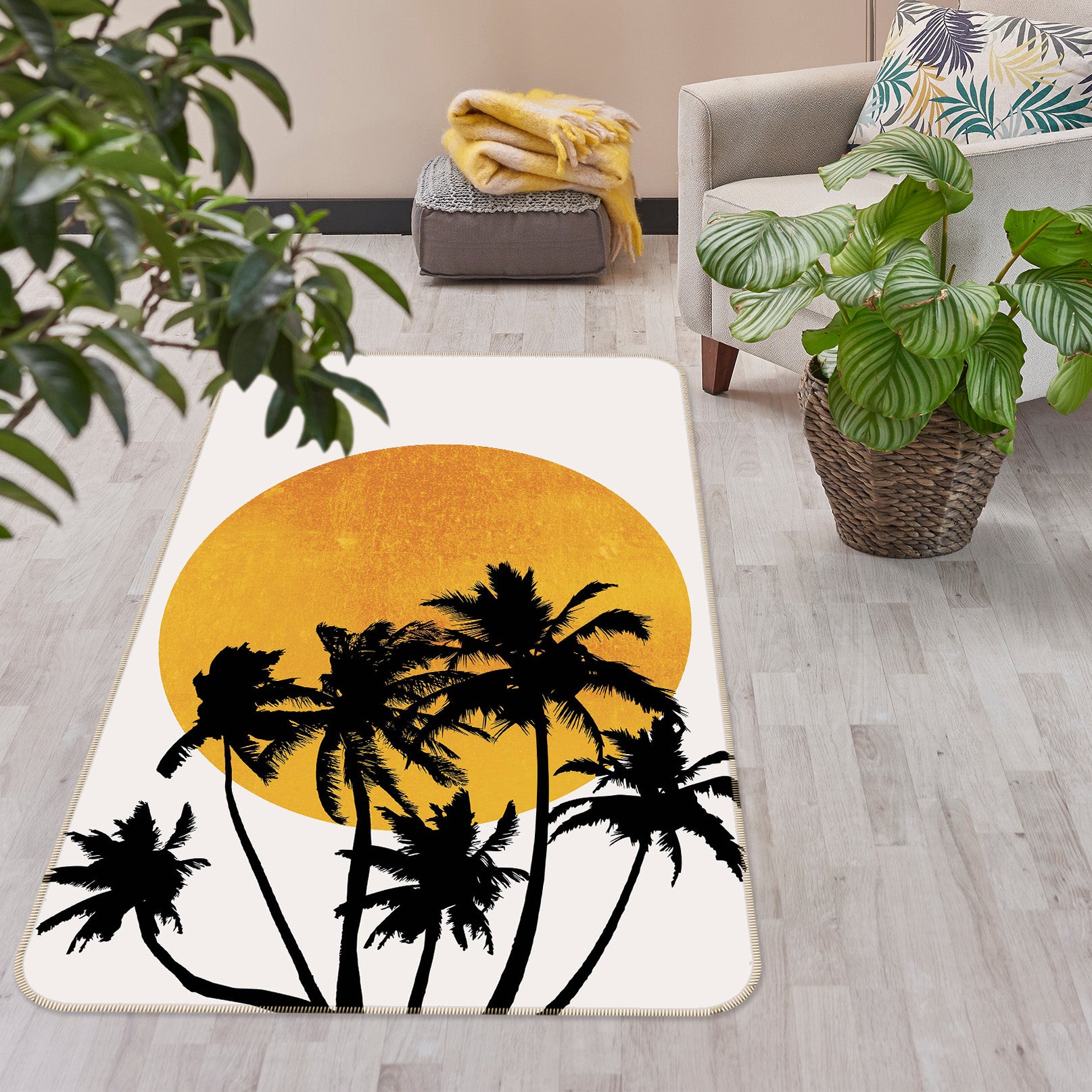 3D Miami Beach Sunset 1083 Boris Draschoff Rug Non Slip Rug Mat