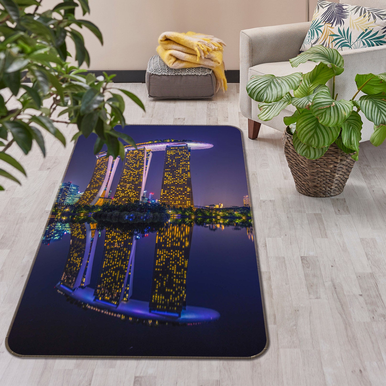 3D Night City 1115 Marco Carmassi Rug Non Slip Rug Mat