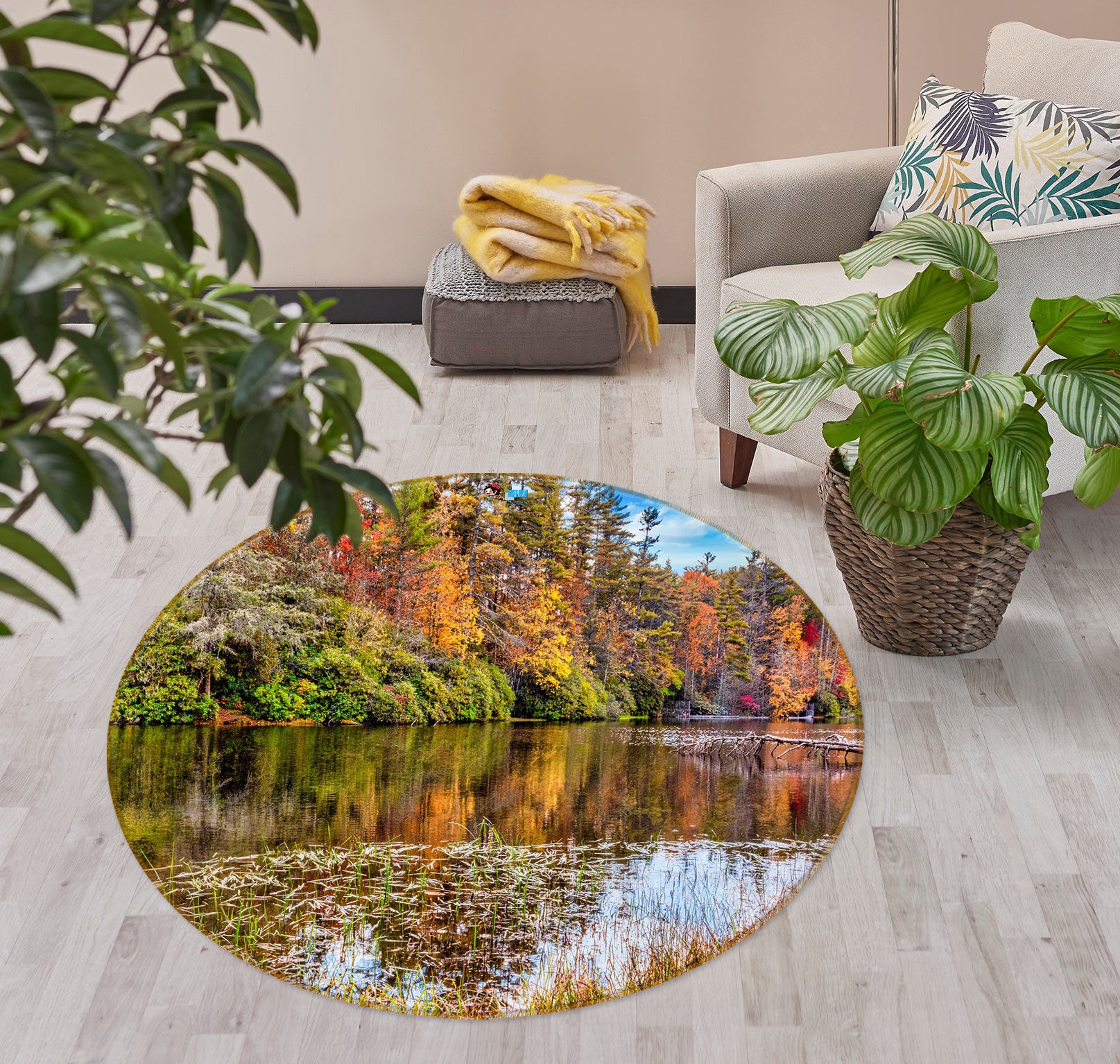 3D River Forest 5054 Beth Sheridan Rug Round Non Slip Rug Mat