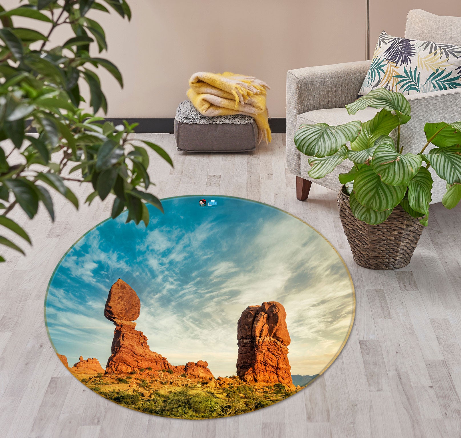 3D Stone Mountain 5008 Beth Sheridan Rug Round Non Slip Rug Mat