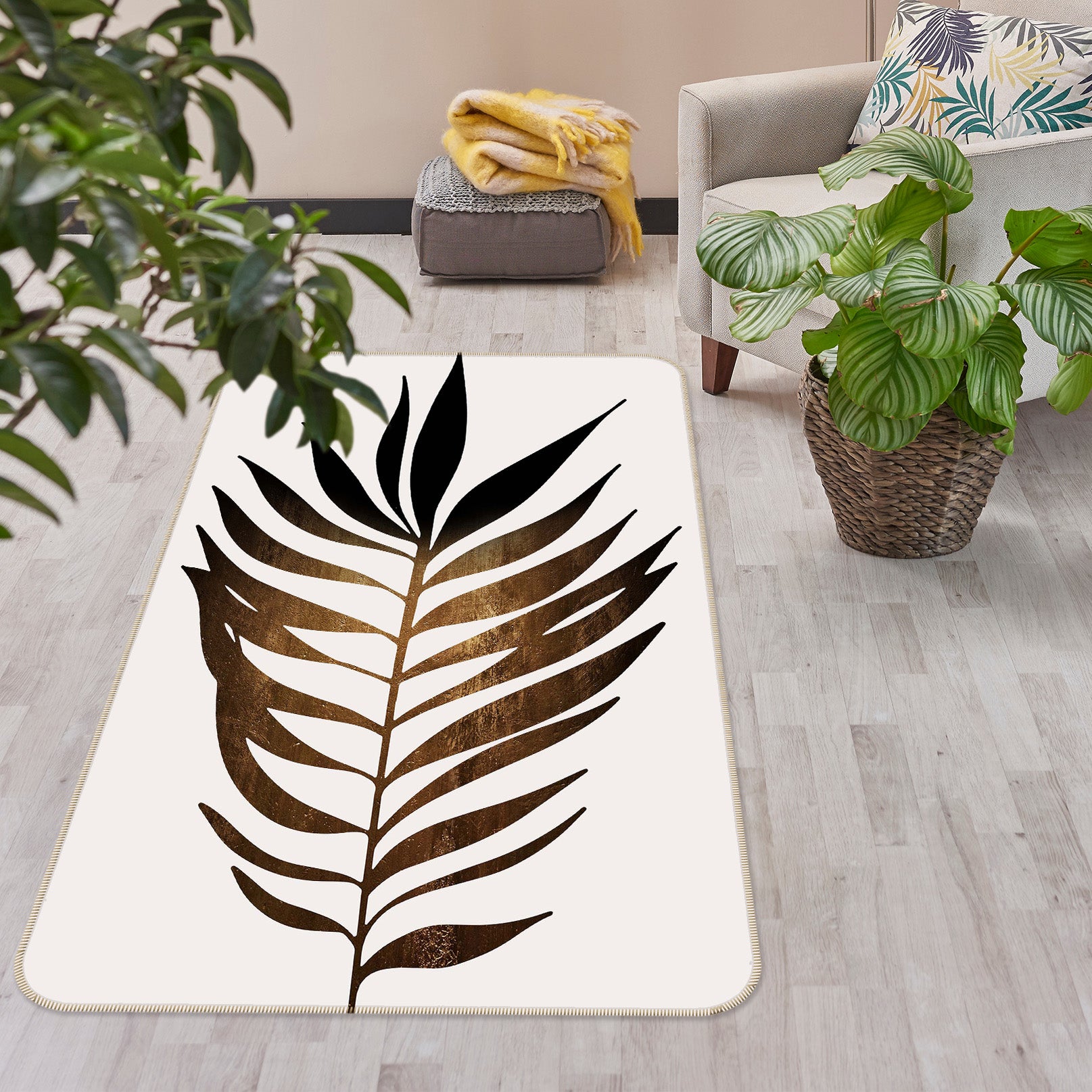 3D Black Leaves 1075 Boris Draschoff Rug Non Slip Rug Mat