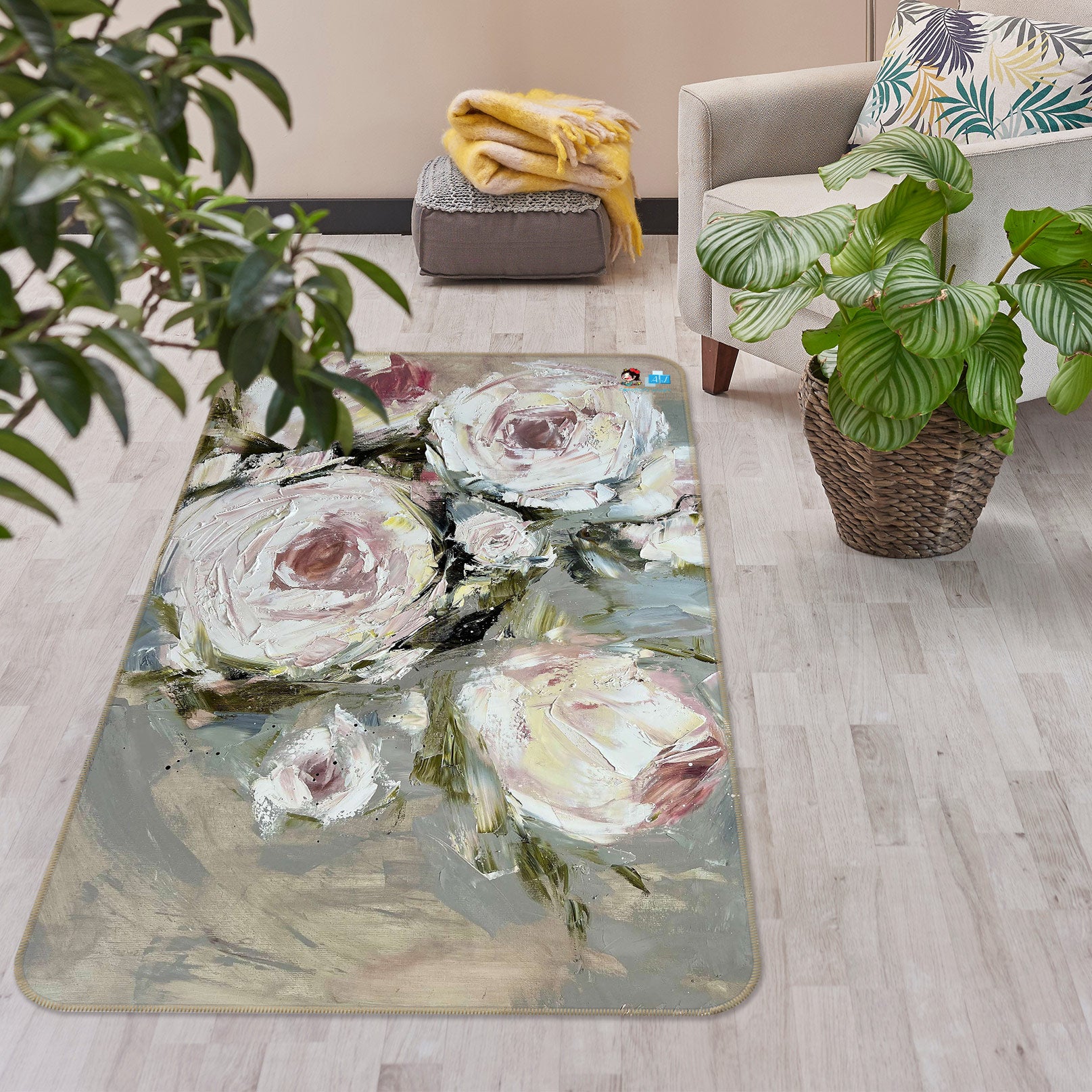 3D Beautiful Rose 1171 Skromova Marina Rug Non Slip Rug Mat