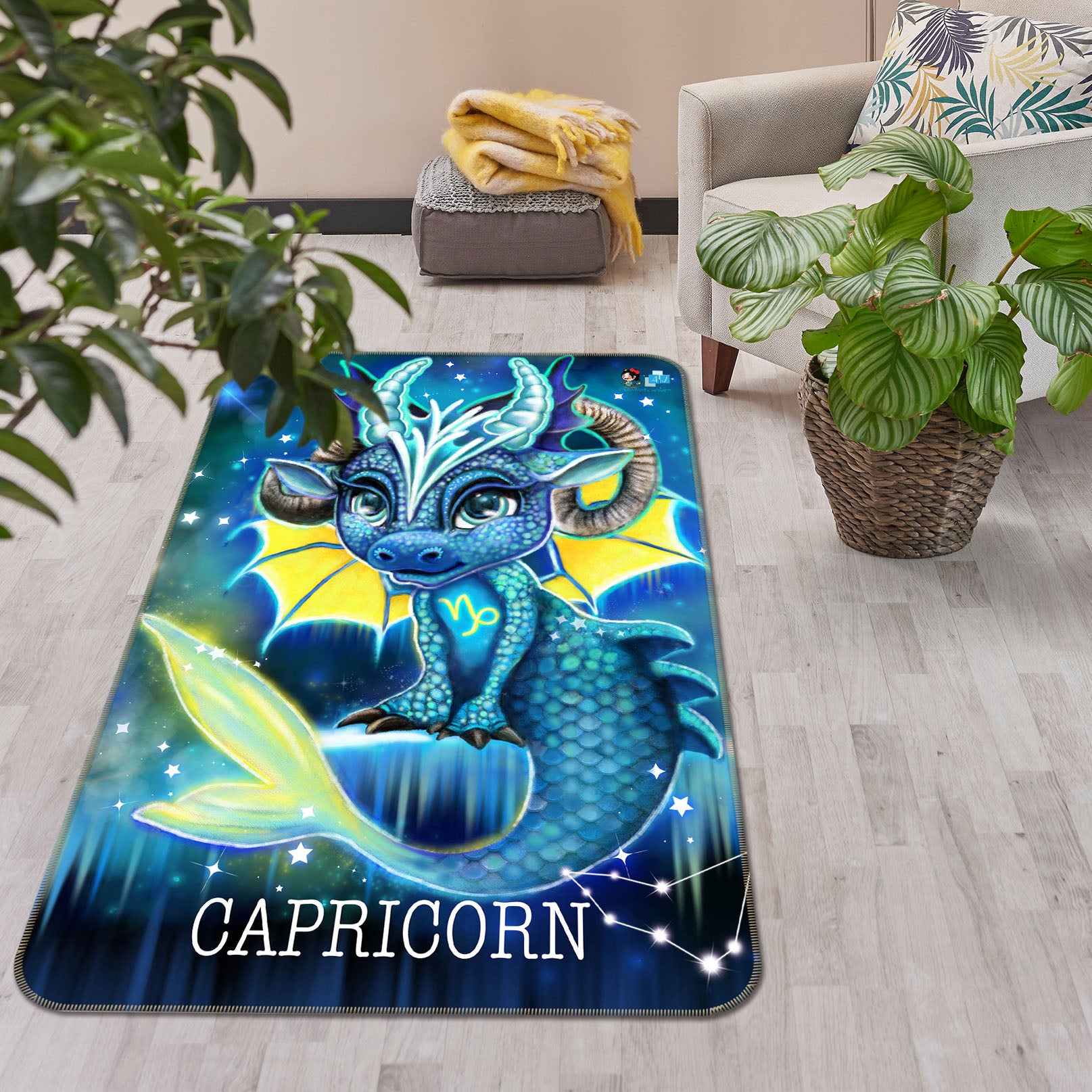 3D Constellation Capricornus 8530 Sheena Pike Rug Non Slip Rug Mat