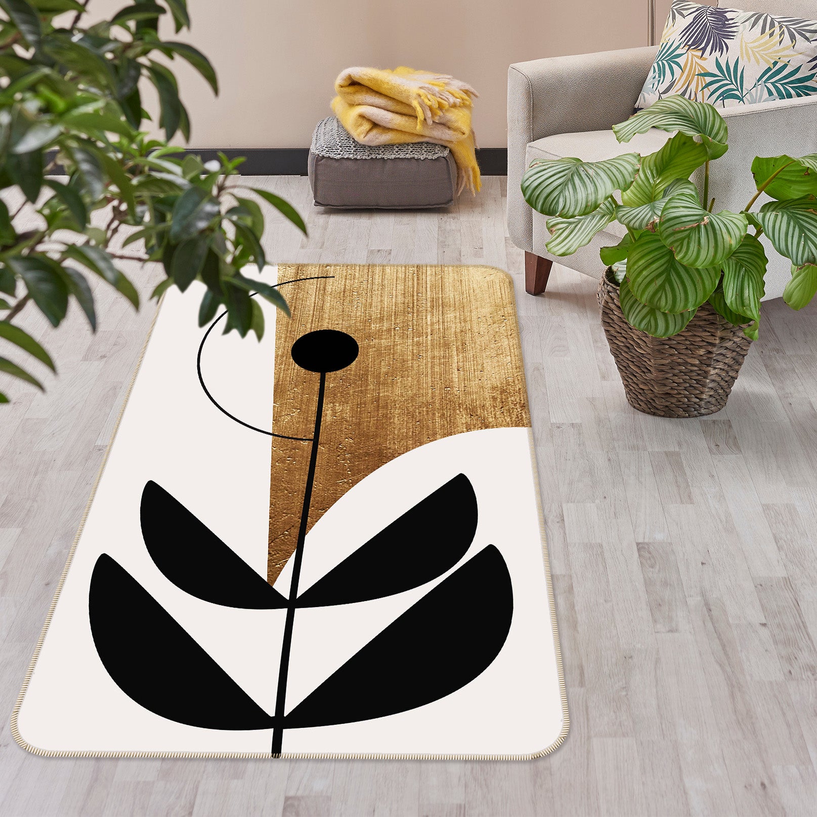 3D Nara Nero 1089 Boris Draschoff Rug Non Slip Rug Mat