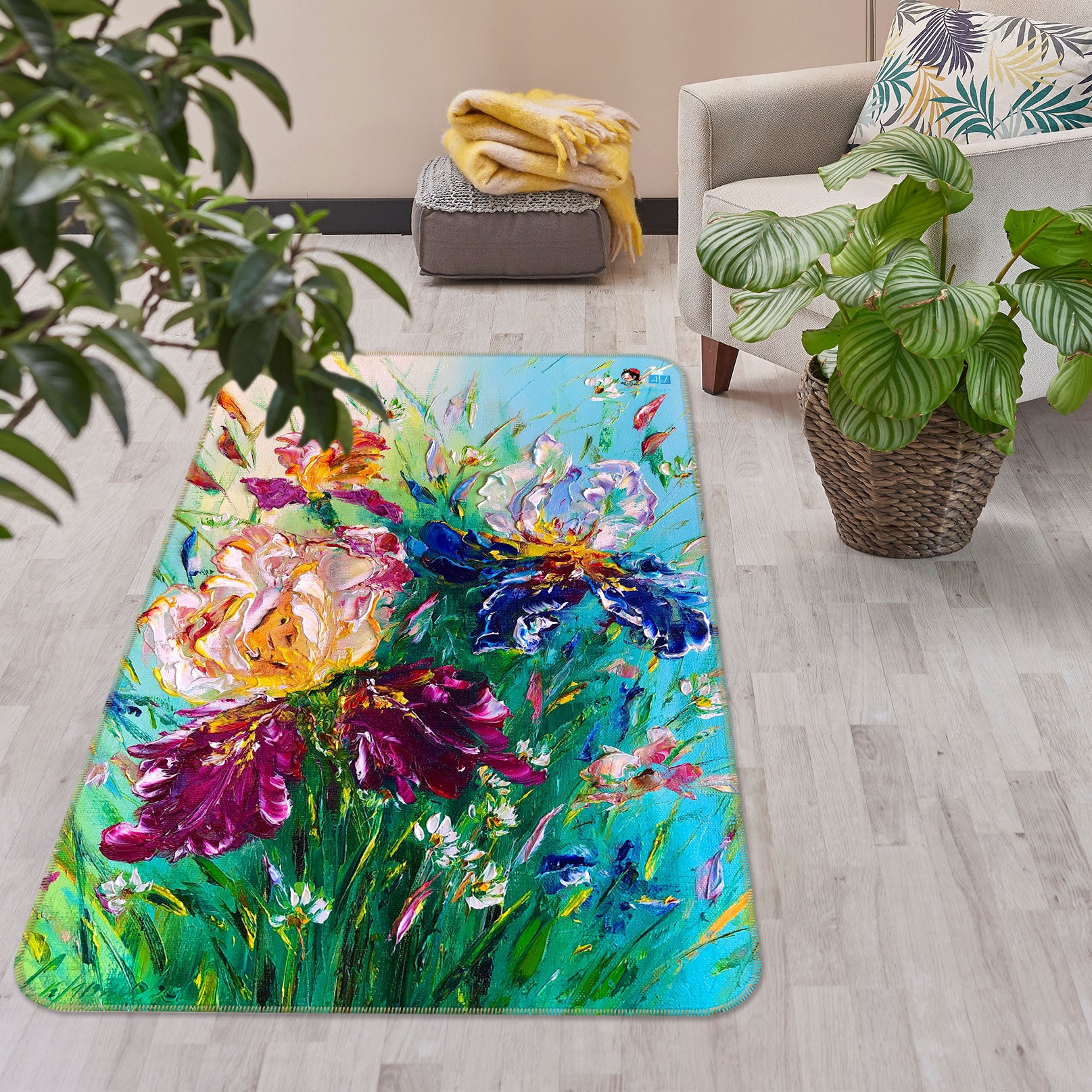 3D Painted Flowers 1178 Skromova Marina Rug Non Slip Rug Mat