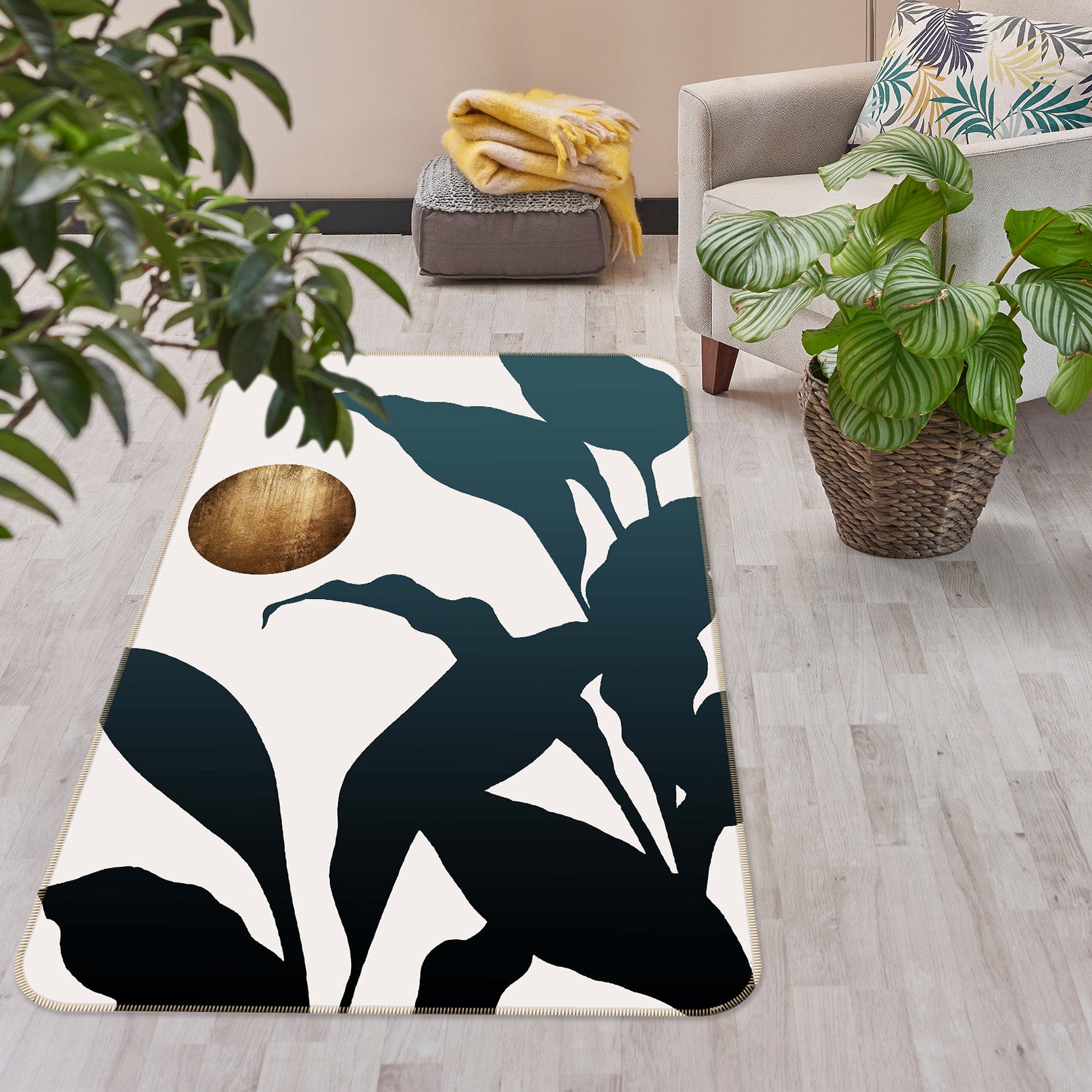 3D Moon Leaf 1054 Boris Draschoff Rug Non Slip Rug Mat