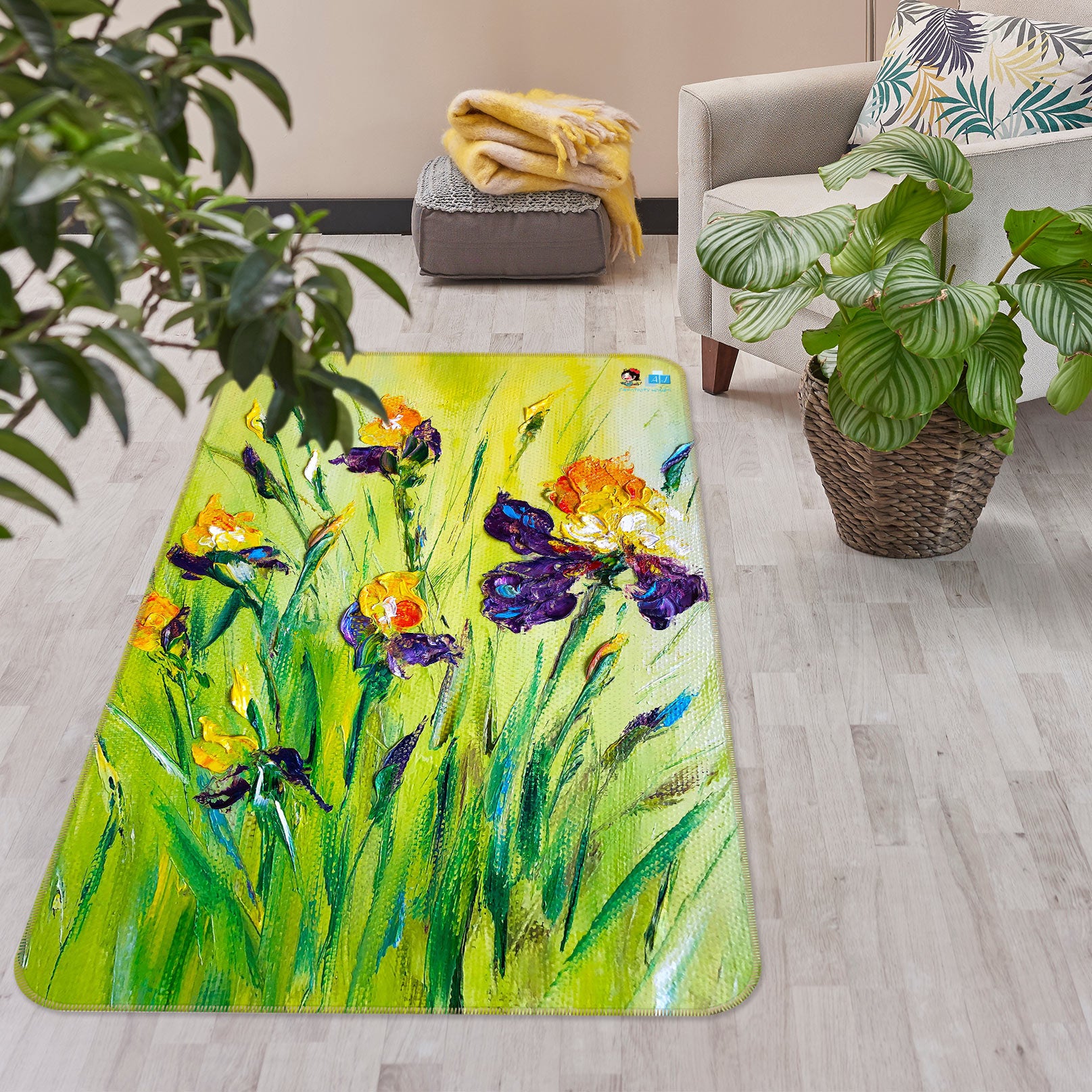 3D Flower Bud 1170 Skromova Marina Rug Non Slip Rug Mat