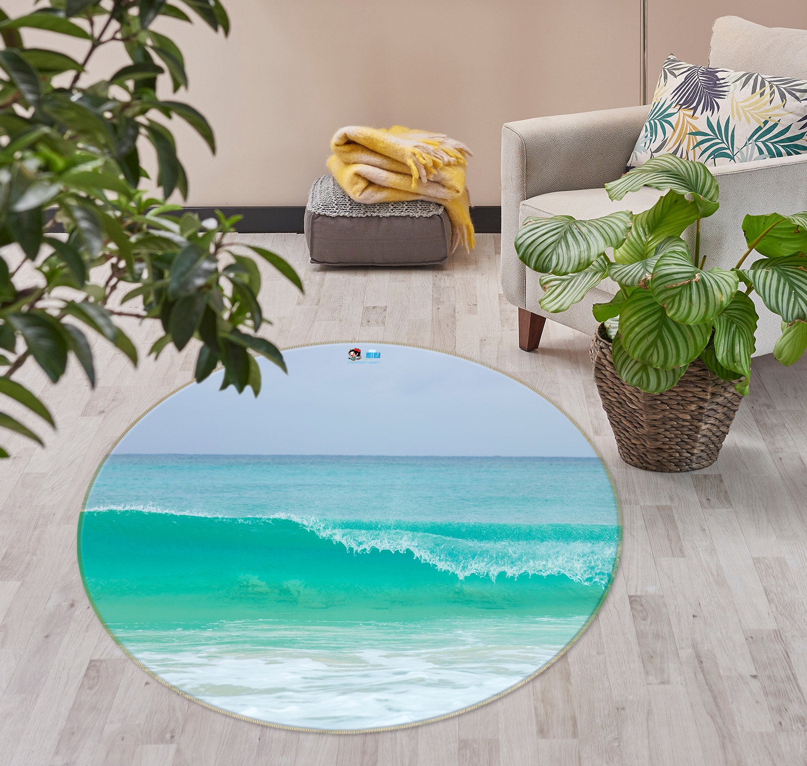 3D Blue Ocean 7531 Assaf Frank Rug Round Non Slip Rug Mat