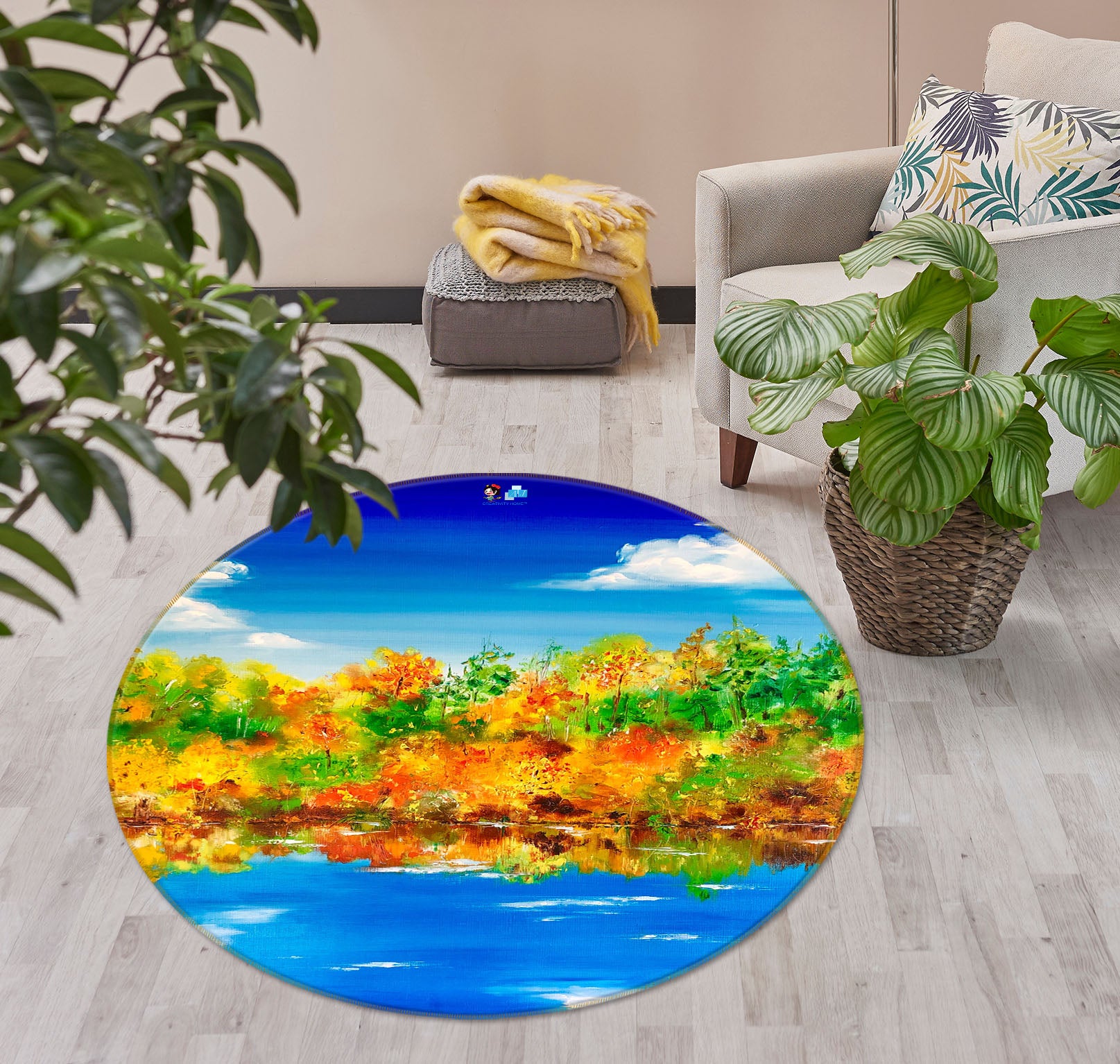 3D Oil Painting Landscape 886 Skromova Marina Rug Round Non Slip Rug Mat