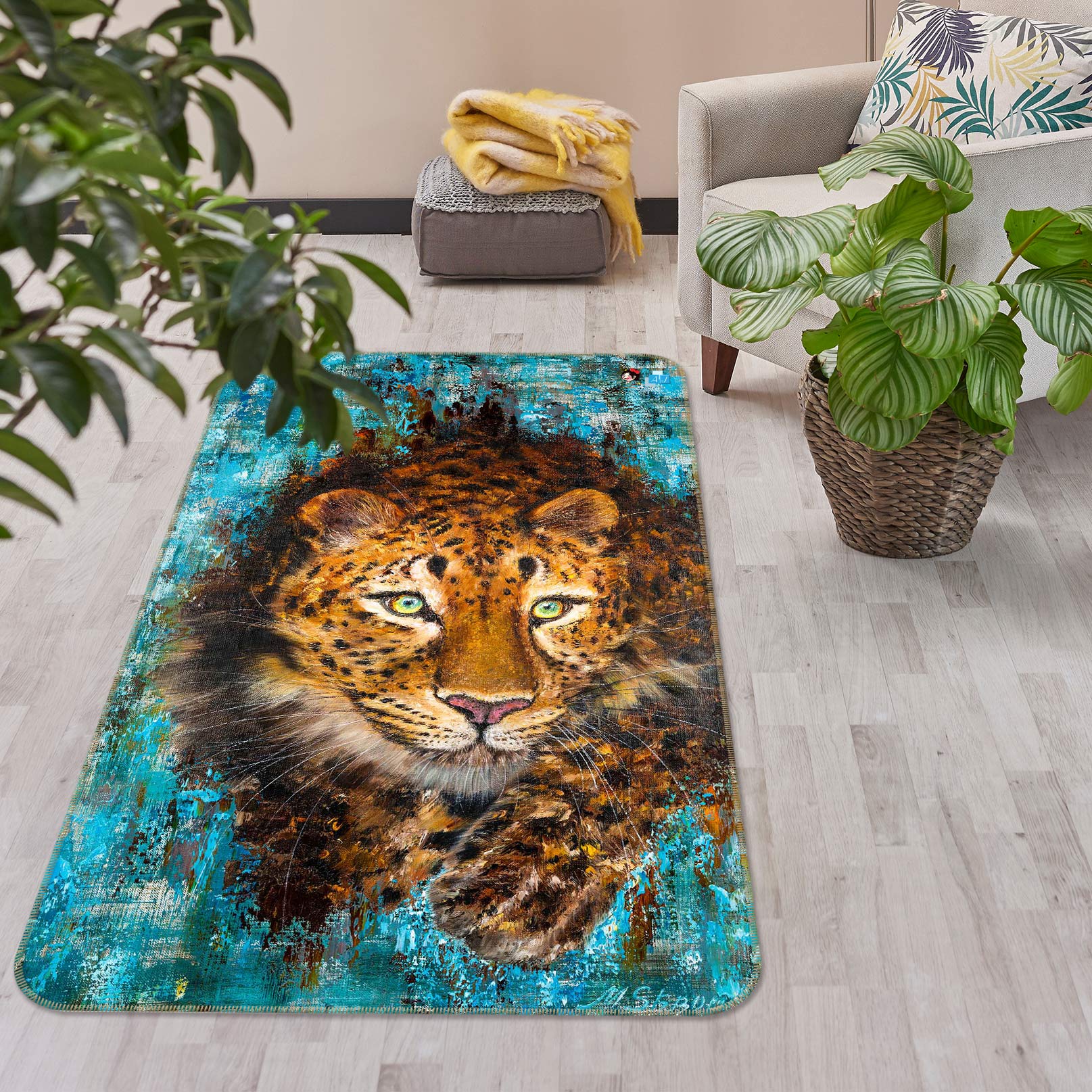 3D Painted Leopard 1194 Skromova Marina Rug Non Slip Rug Mat