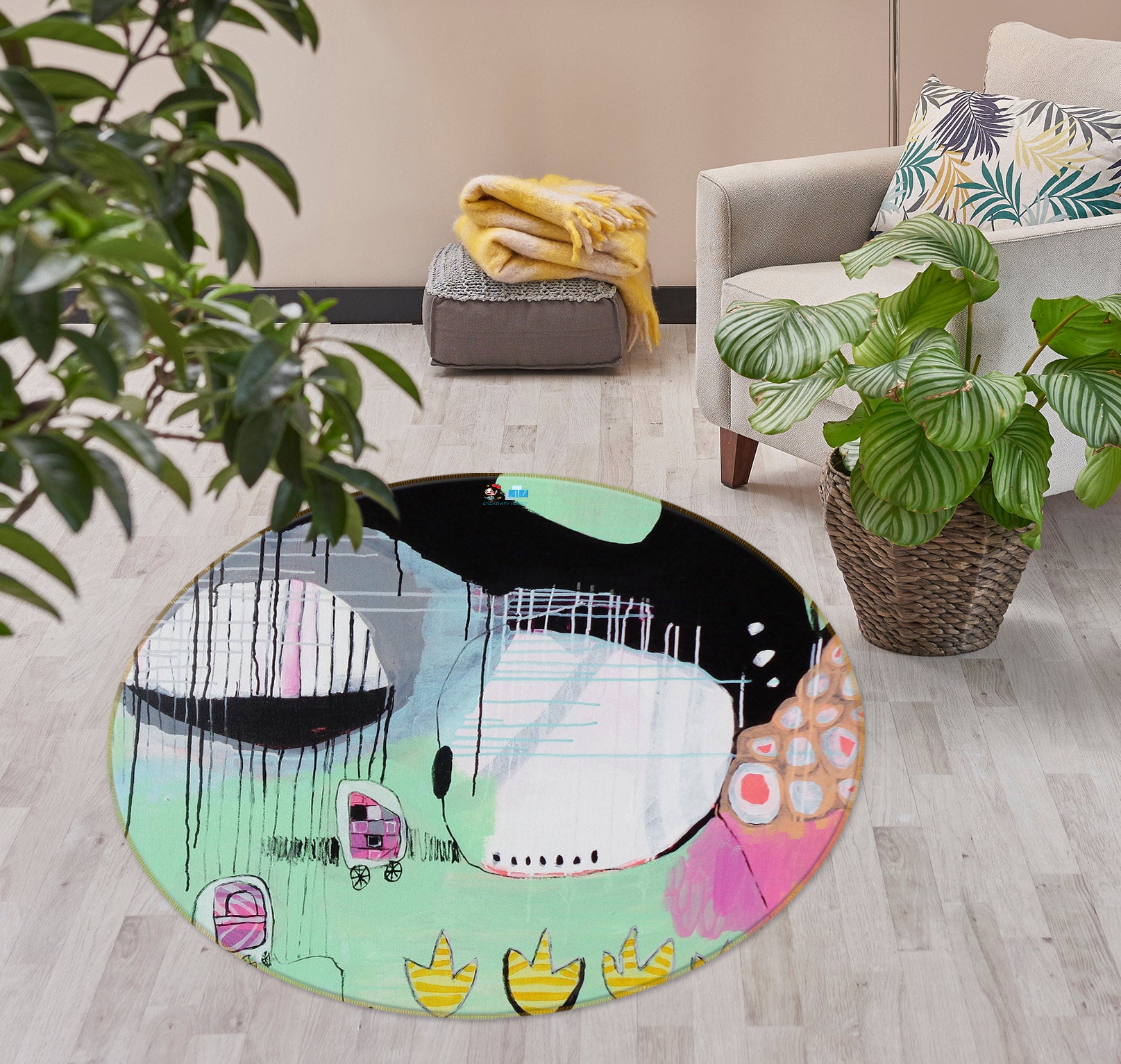 3D Cute Painting 1374 Misako Chida Rug Round Non Slip Rug Mat