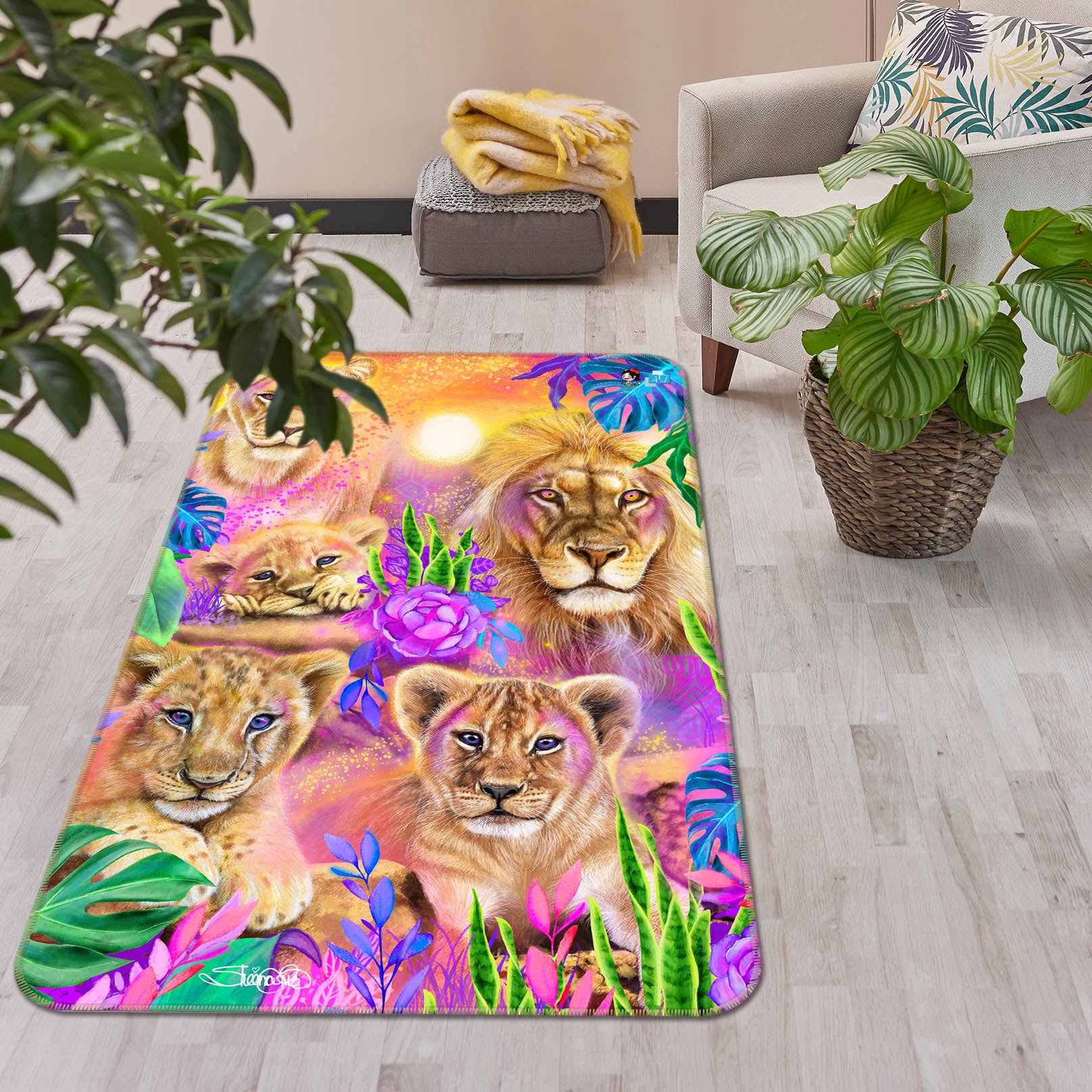 3D Animal Lion 8539 Sheena Pike Rug Non Slip Rug Mat