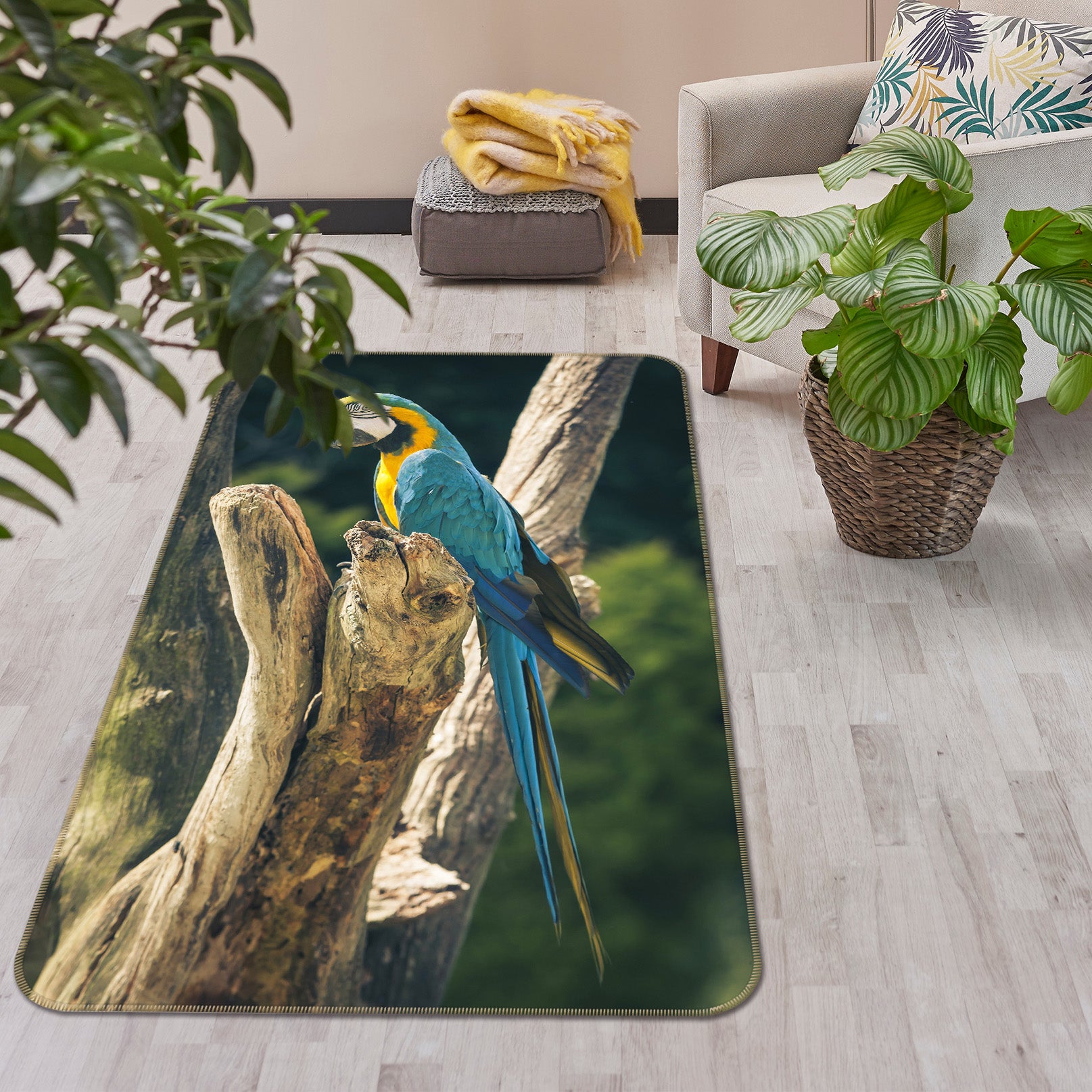 3D Parrot Tree 164 Animal Non Slip Rug Mat