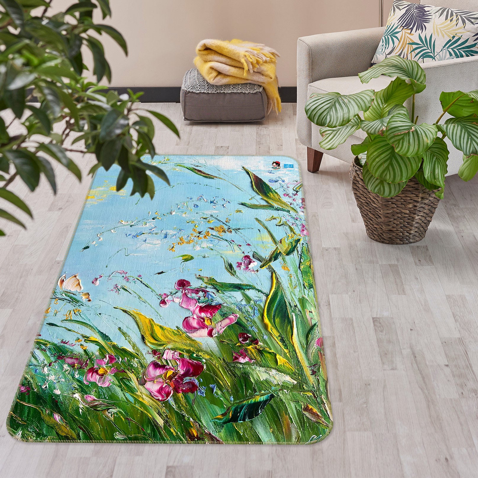 3D Grass Butterfly 1195 Skromova Marina Rug Non Slip Rug Mat