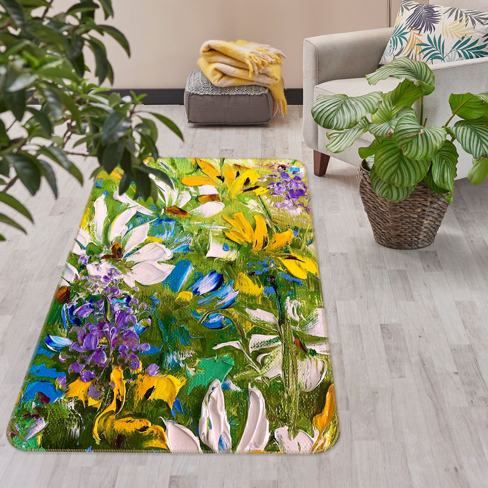 3D Yellow Flower 1160 Skromova Marina Rug Non Slip Rug Mat