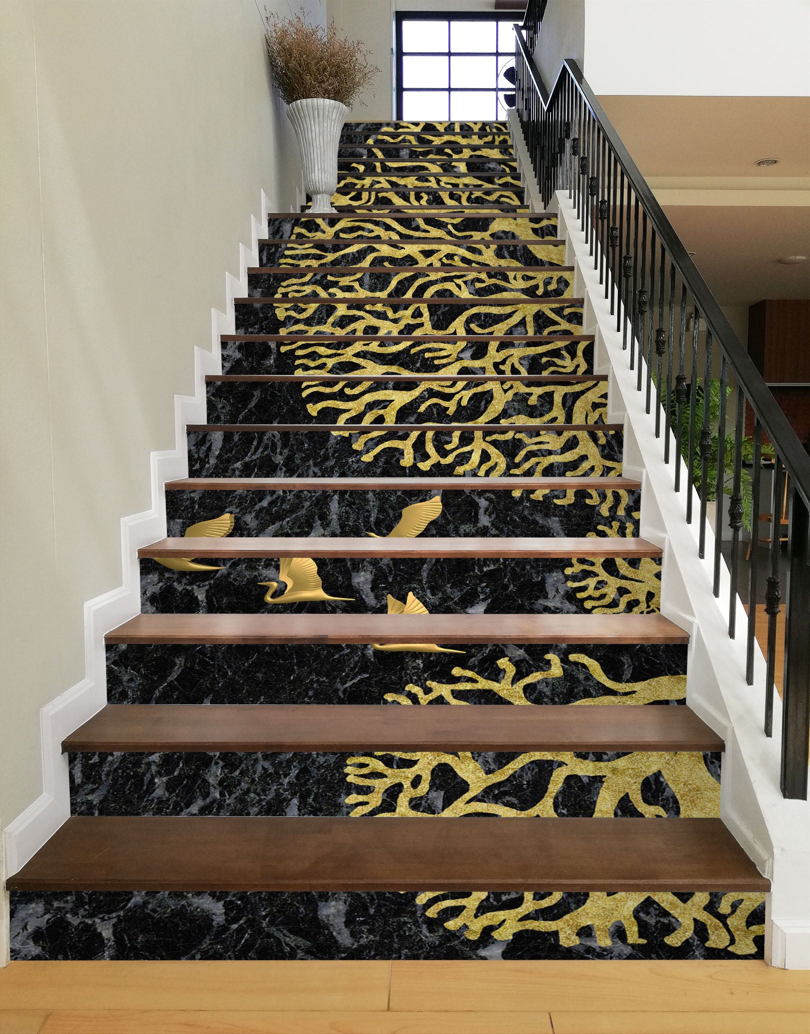 3D Dense Golden Branches 600 Stair Risers