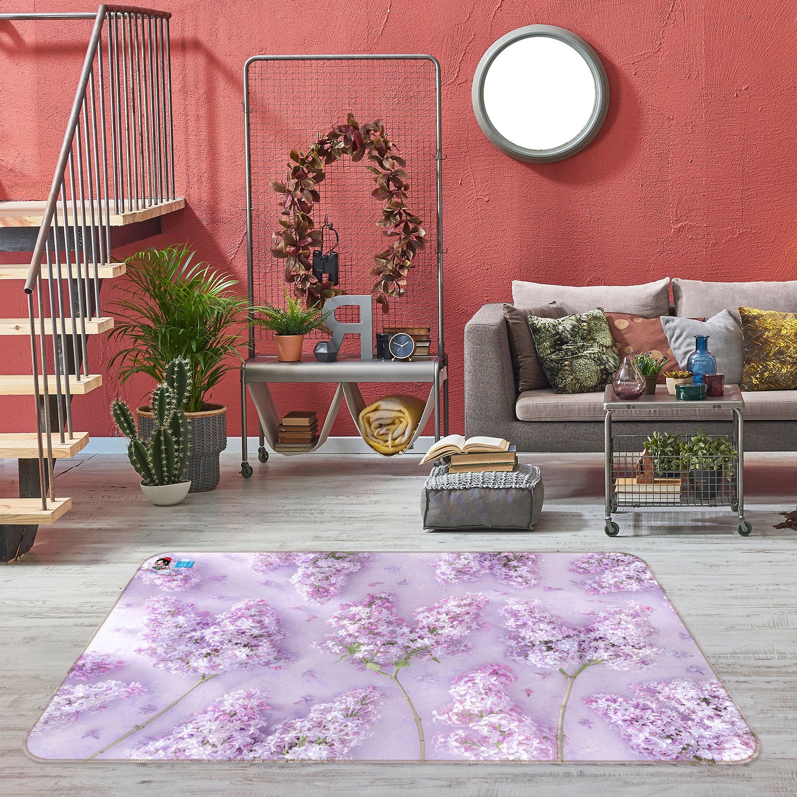 3D Pink Hyacinth 6845 Assaf Frank Rug Non Slip Rug Mat