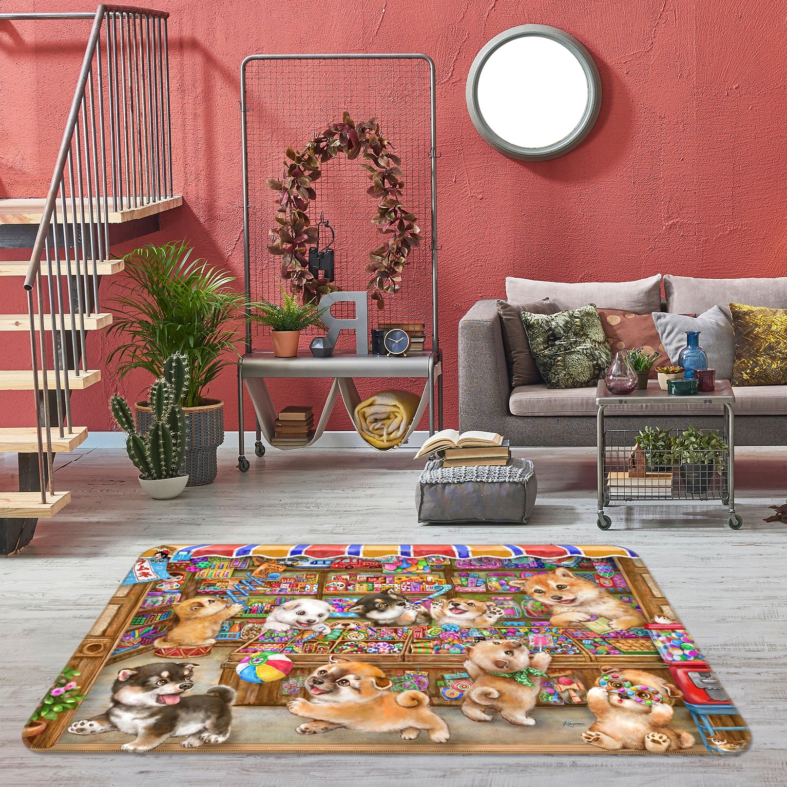 3D Candy House Dog 5747 Kayomi Harai Rug Non Slip Rug Mat