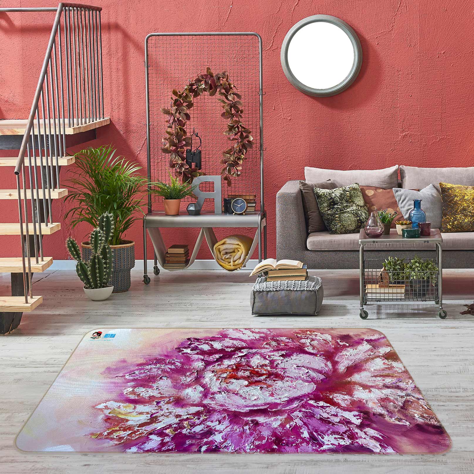 3D Purple Flower 1154 Skromova Marina Rug Non Slip Rug Mat