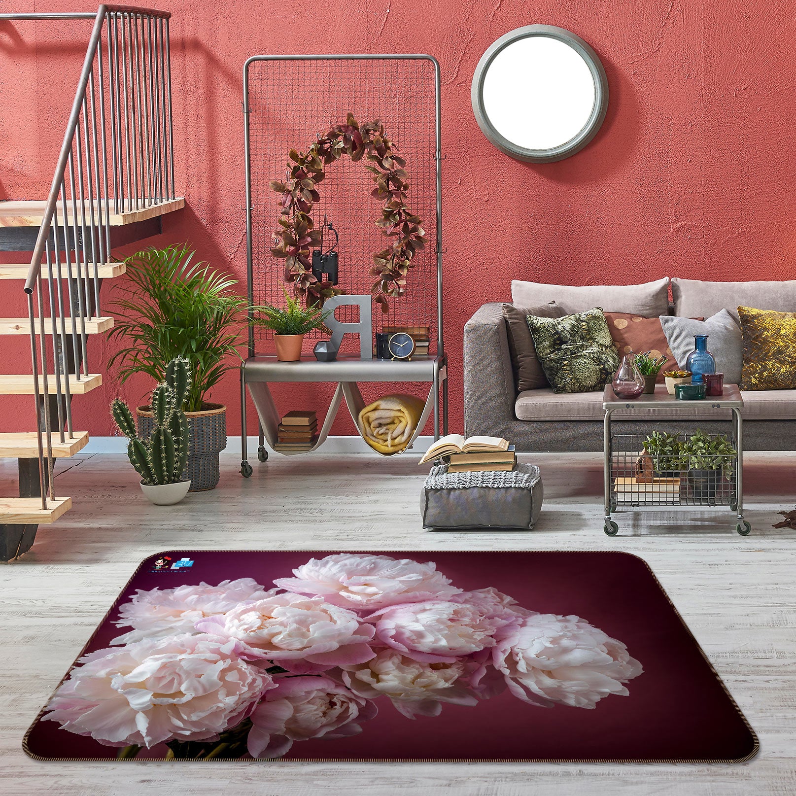 3D Pink Flower 6823 Assaf Frank Rug Non Slip Rug Mat