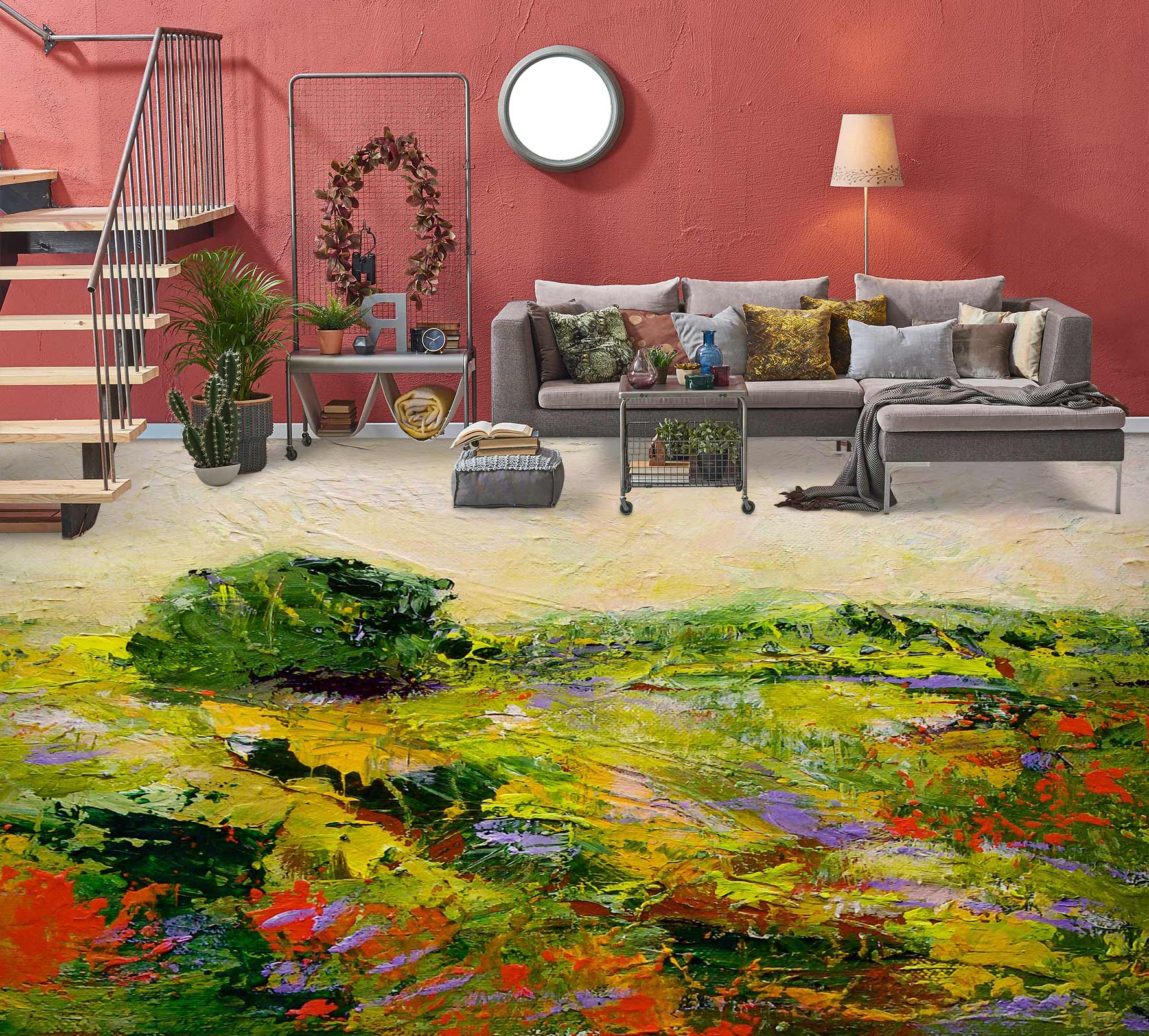 3D Grass Flowers Oil Painting 9653 Allan P. Friedlander Floor Mural  Wallpaper Murals Self-Adhesive Removable Print Epoxy