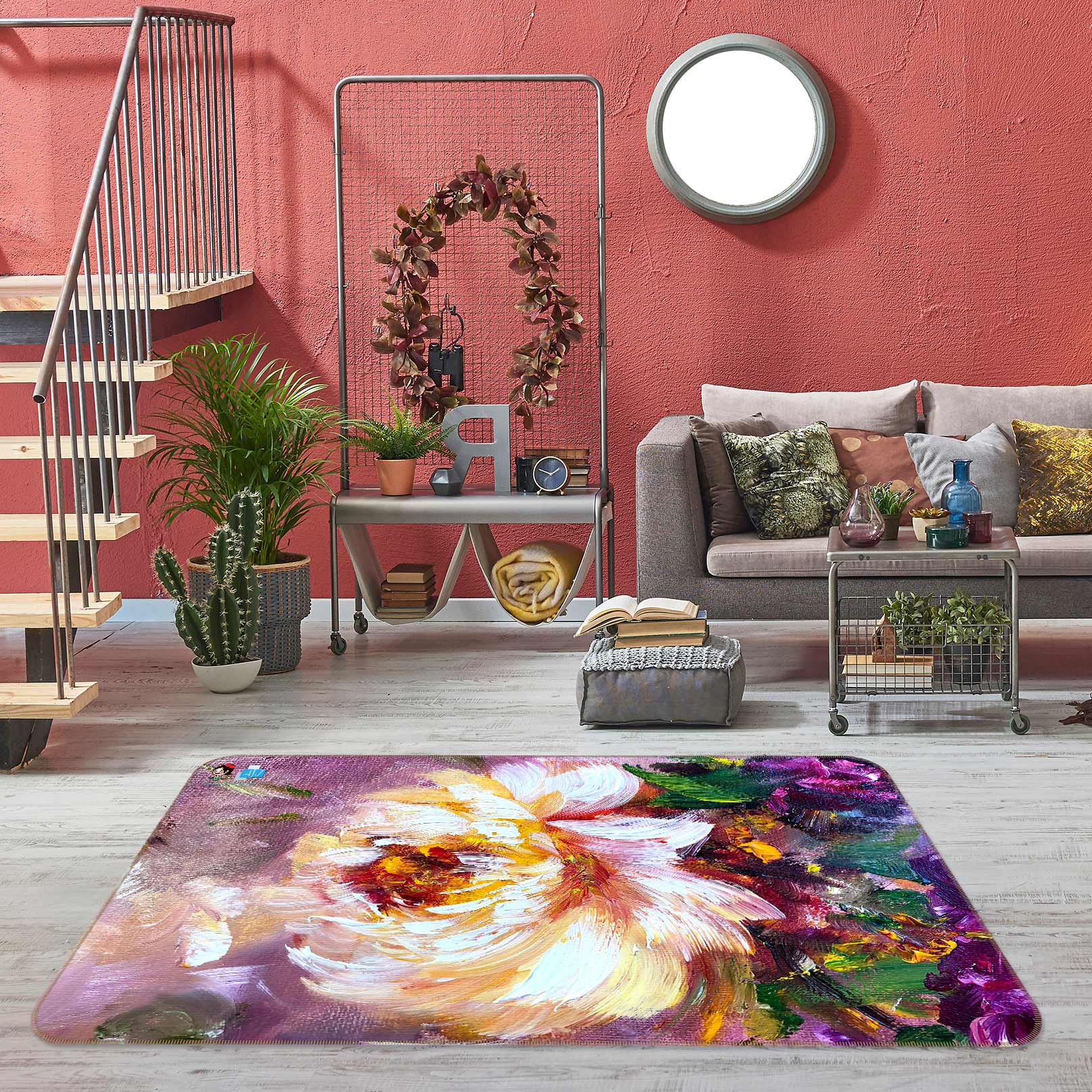 3D Painted Flowers 1143 Skromova Marina Rug Non Slip Rug Mat