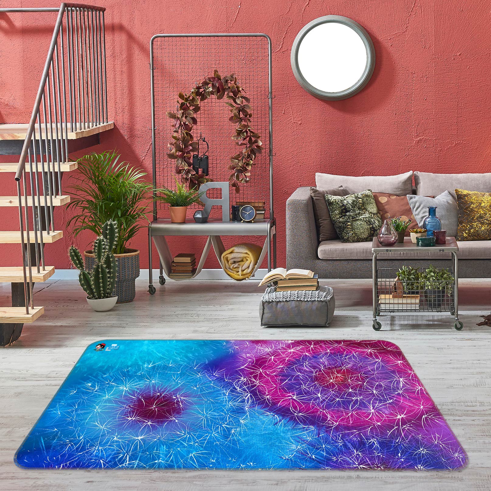 3D Purple Dandelion 1122 Skromova Marina Rug Non Slip Rug Mat