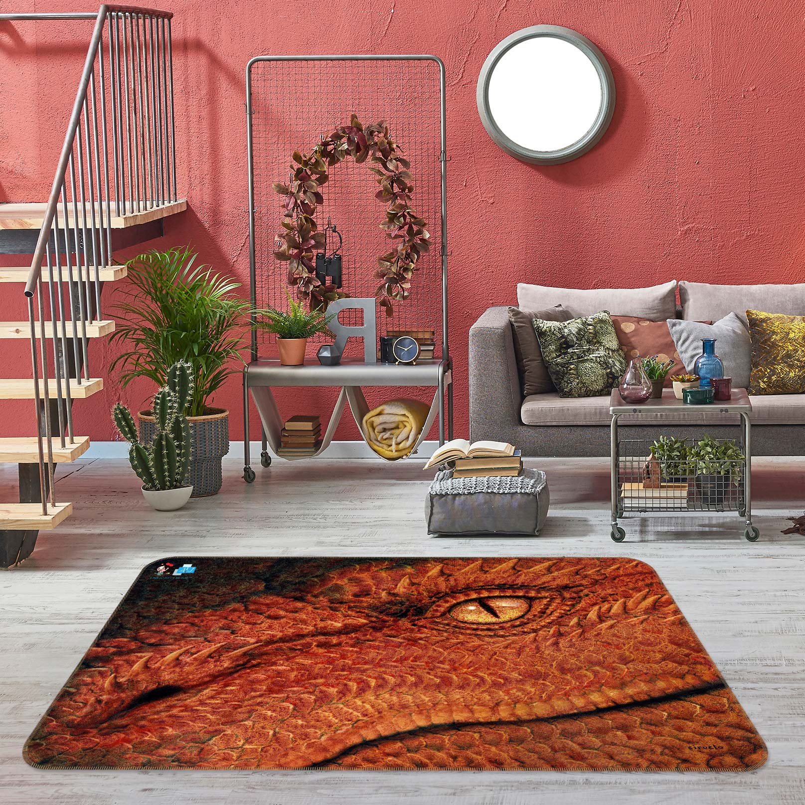 3D Dragon Eye 5174 Ciruelo Rug Non Slip Rug Mat