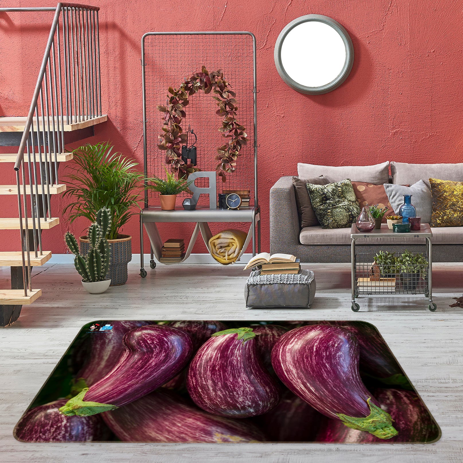 3D Vegetable Eggplant 6858 Assaf Frank Rug Non Slip Rug Mat