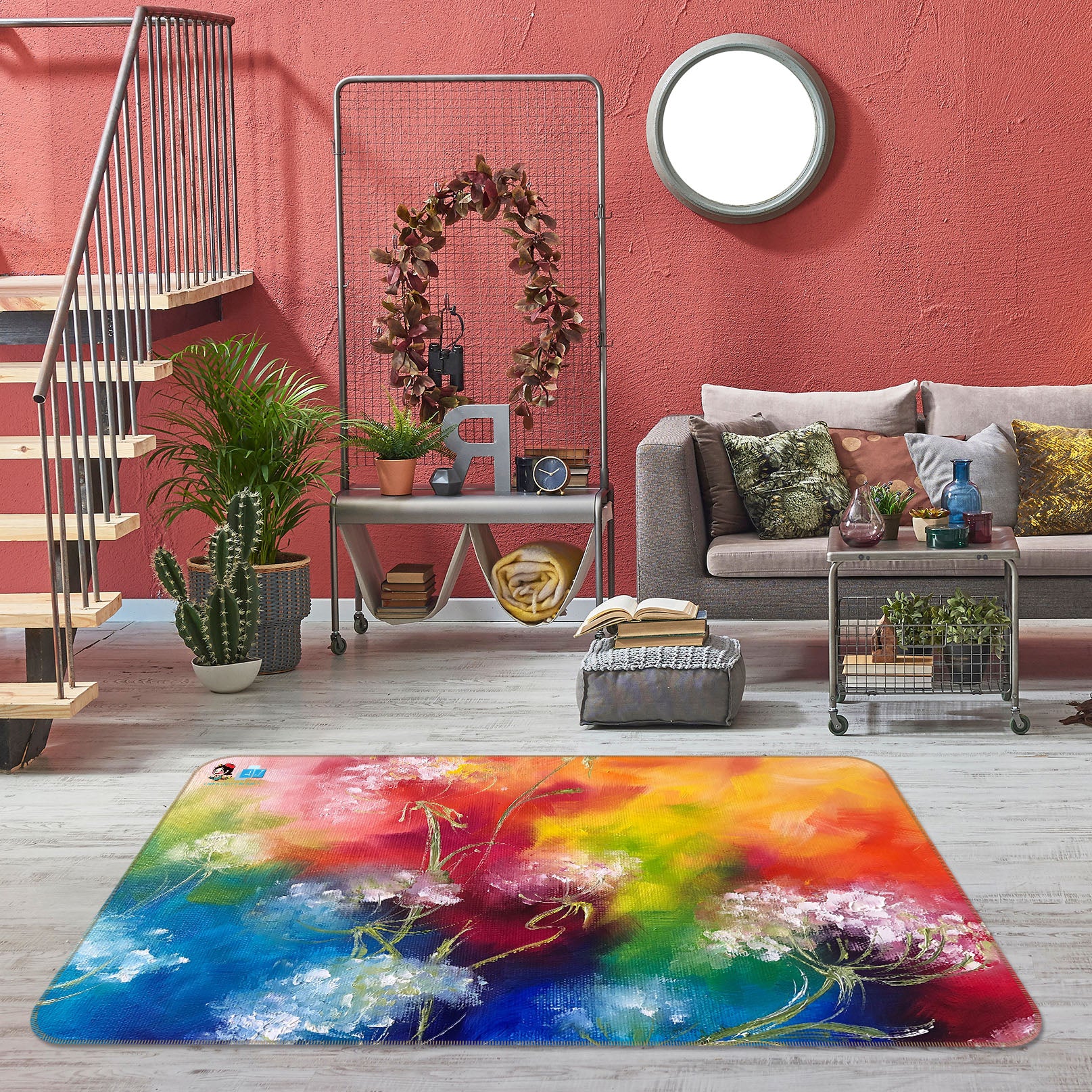 3D Colorful Flower 1246 Skromova Marina Rug Non Slip Rug Mat