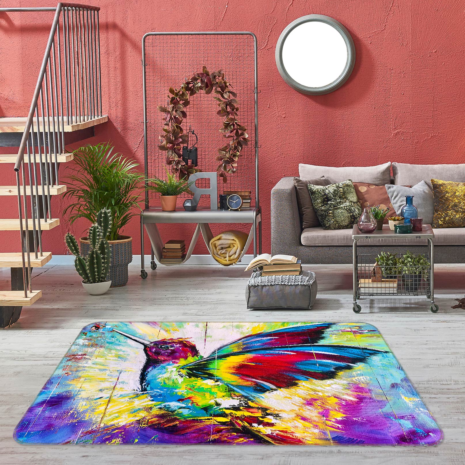 3D Colorful Bird 1120 Skromova Marina Rug Non Slip Rug Mat