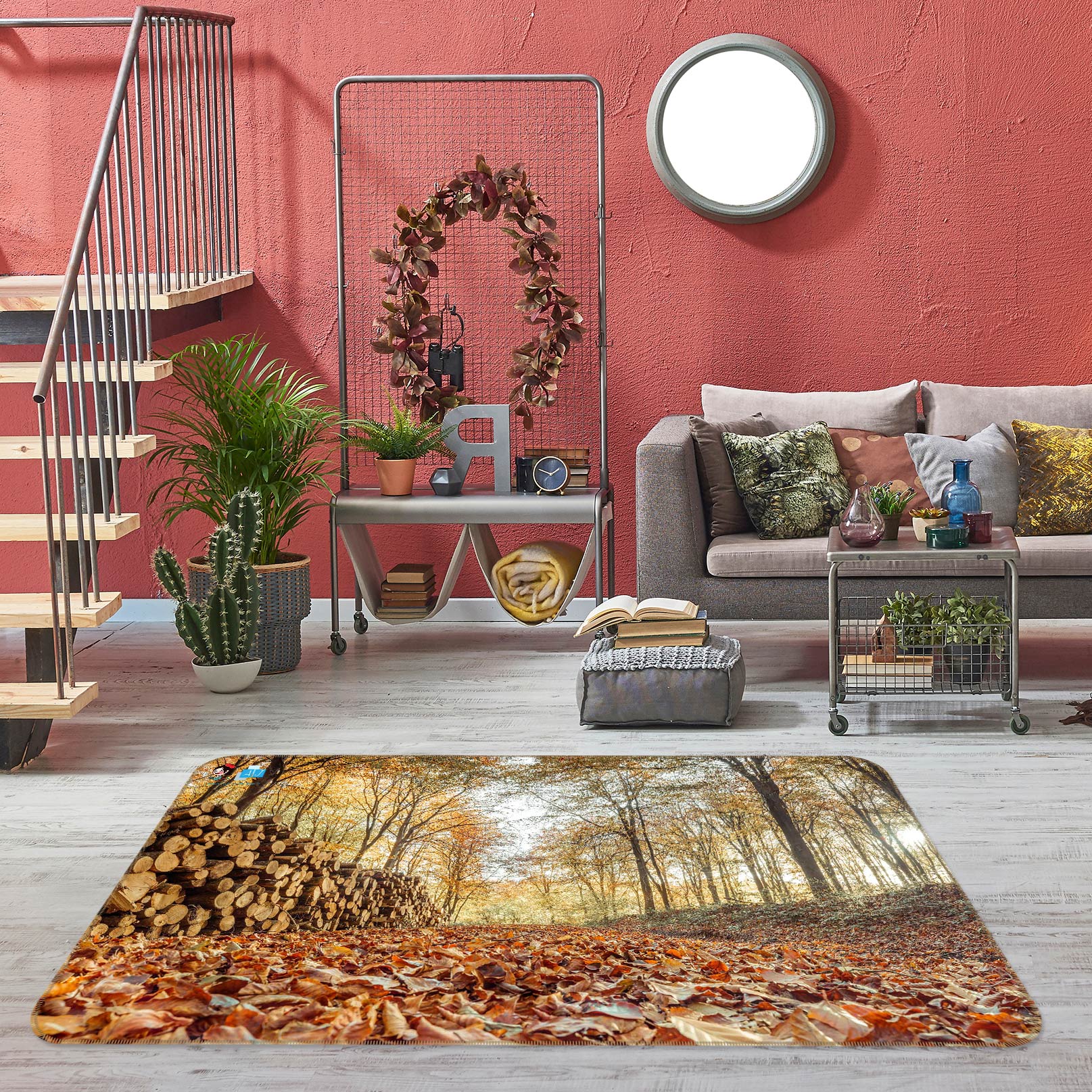 3D Forest Wood 6875 Assaf Frank Rug Non Slip Rug Mat