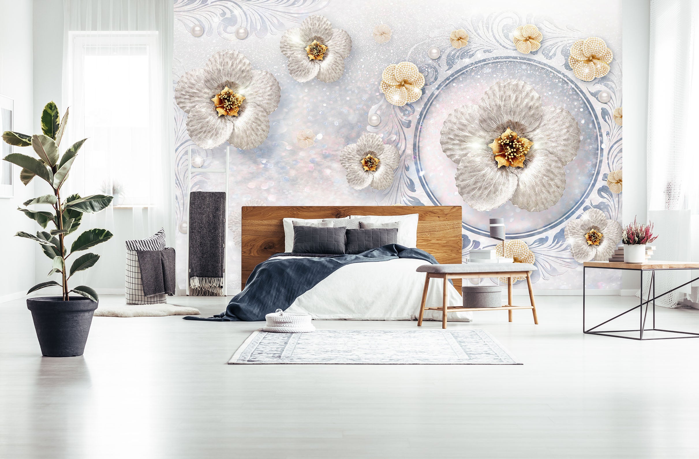 3D Metal Flower 1482 Wall Murals