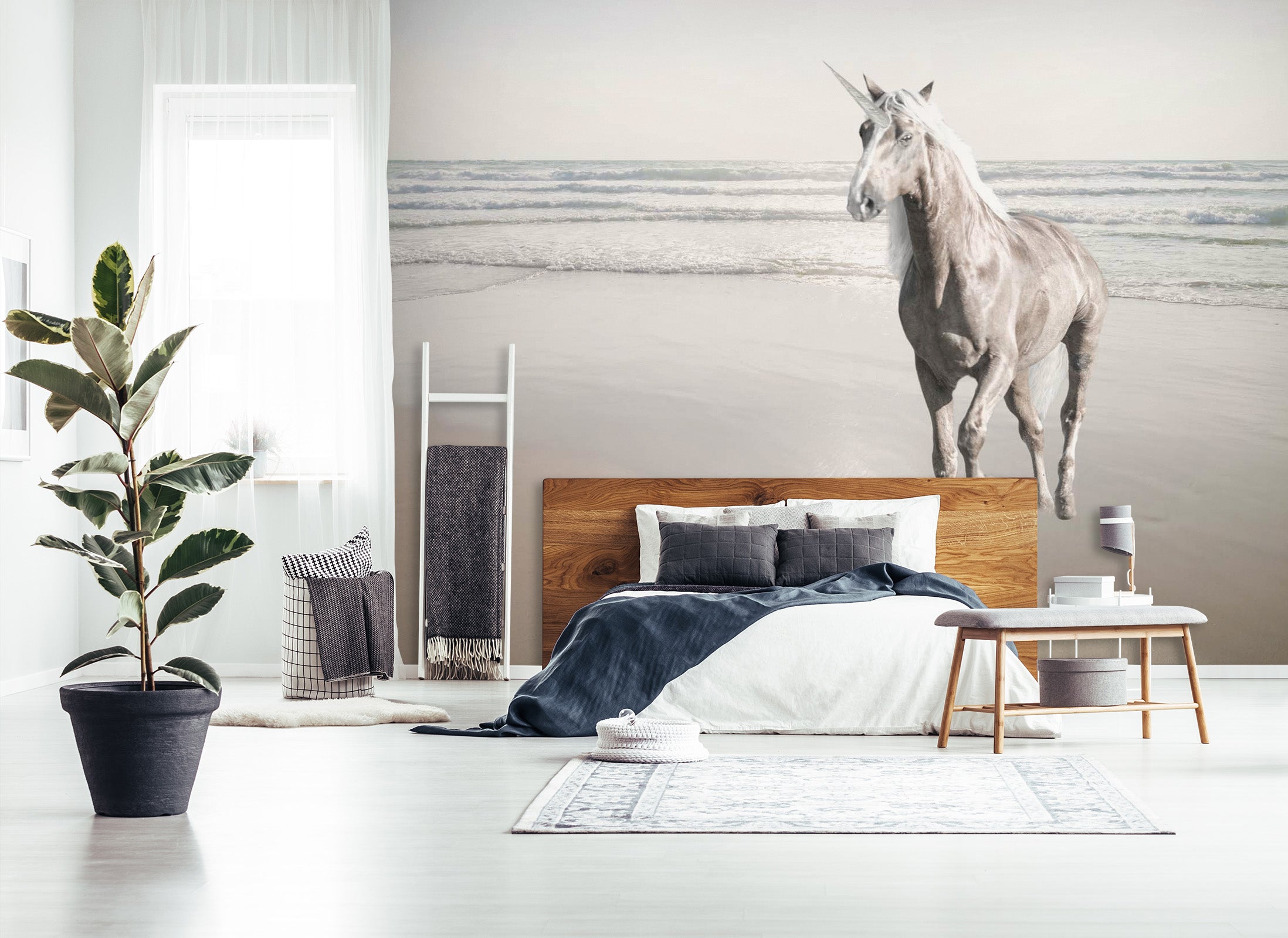 3D Sea White Horse 001 Assaf Frank Wall Mural Wall Murals