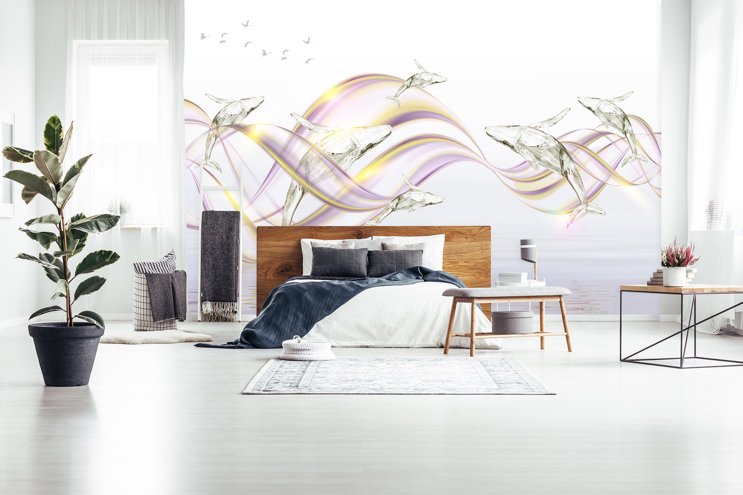 3D Golden Wave 1474 Wall Murals