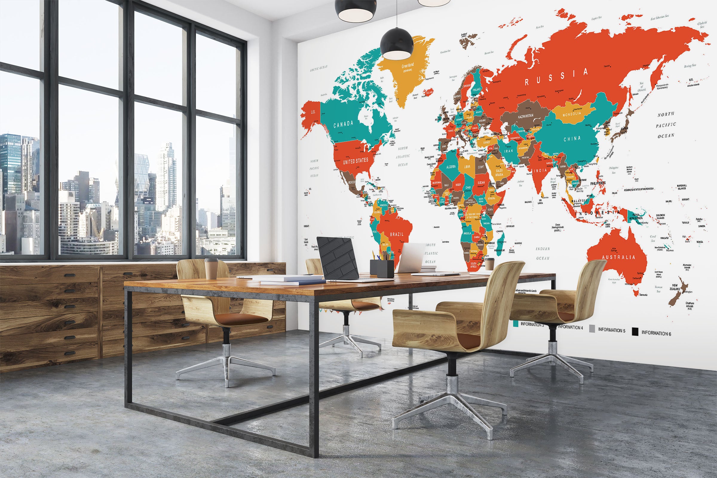 3D Vibrant Colors 2062 World Map Wall Murals