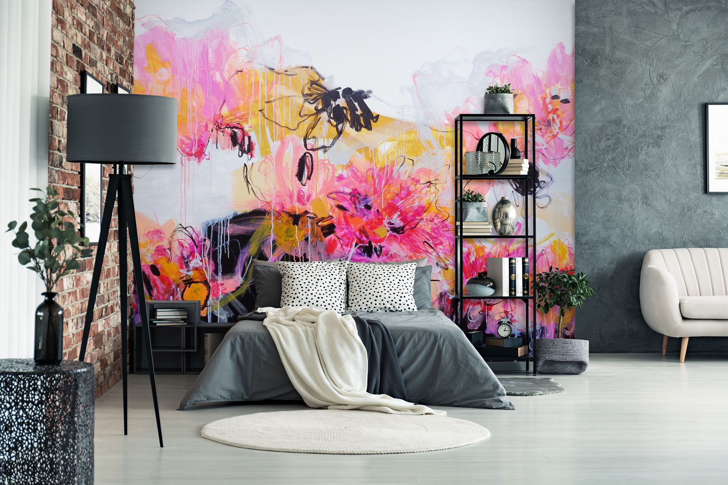 3D Pink Paint Flower Pattern 12122 Misako Chida Wall Mural Wall Murals