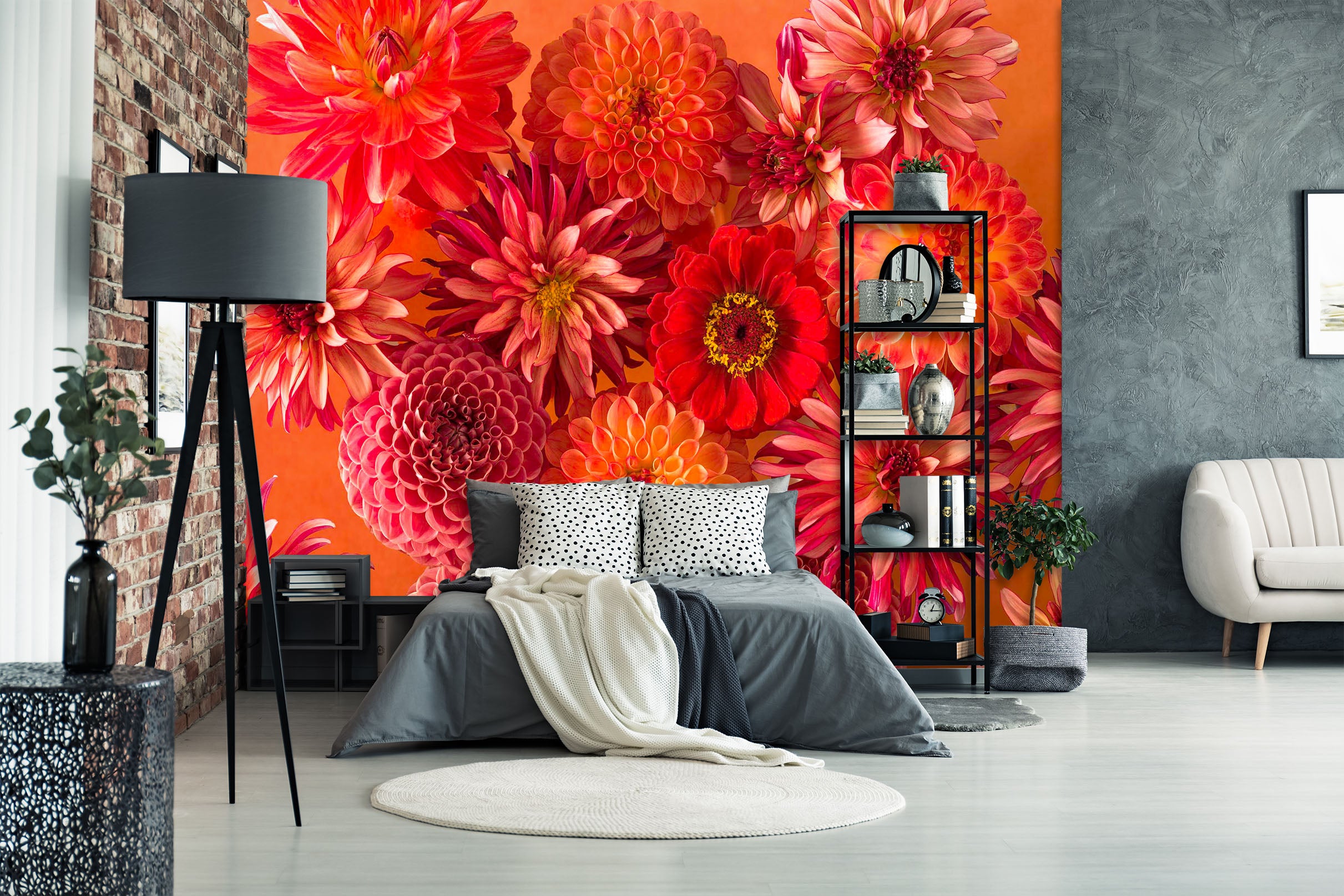 3D Red Chrysanthemum 1424 Assaf Frank Wall Mural Wall Murals