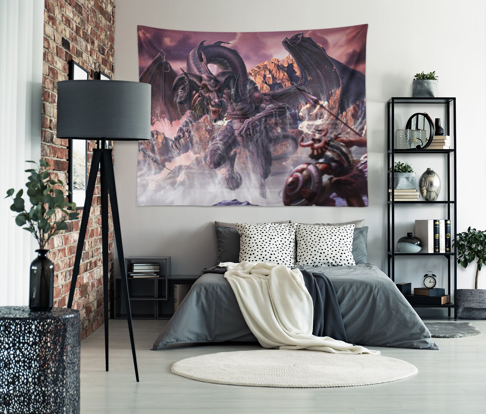 3D Battle Dragon 121196 Tom Wood Tapestry Hanging Cloth Hang